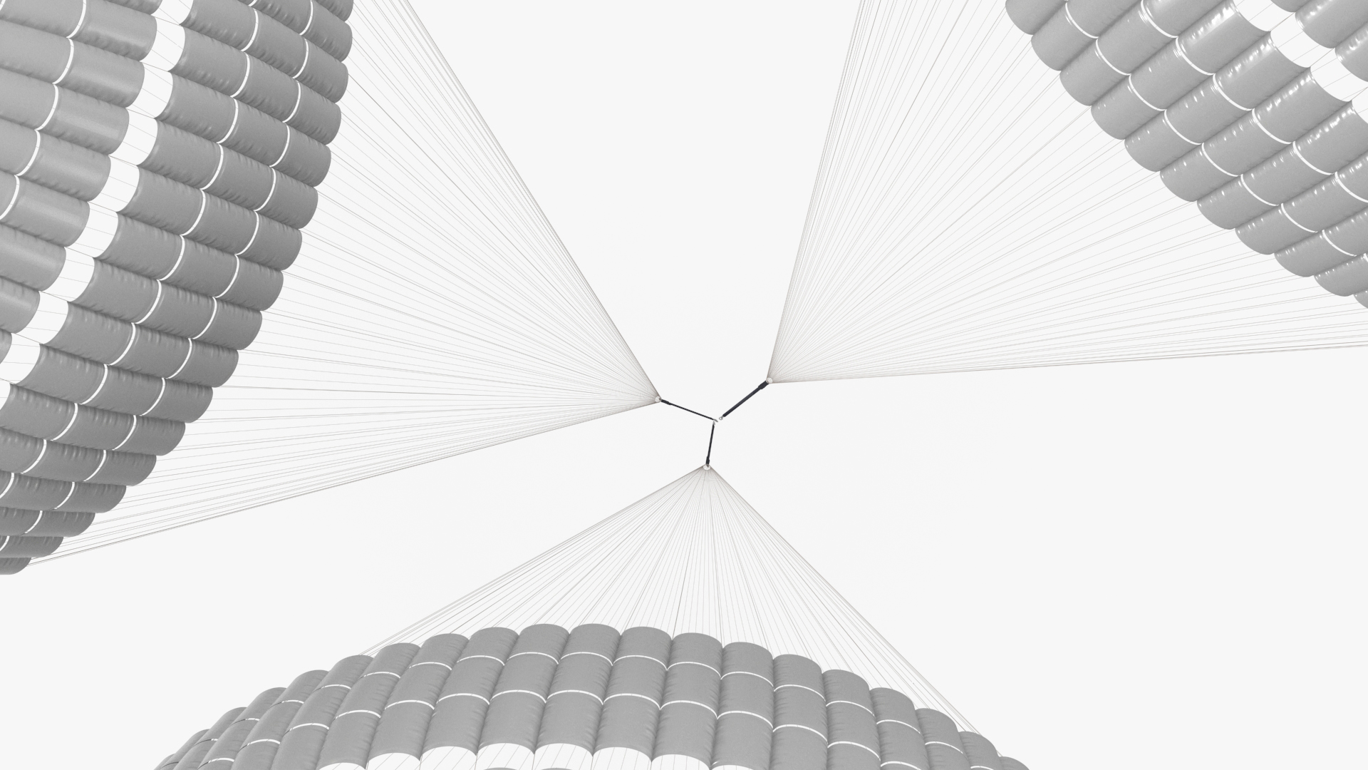 3D Triple Subscale Parachute White