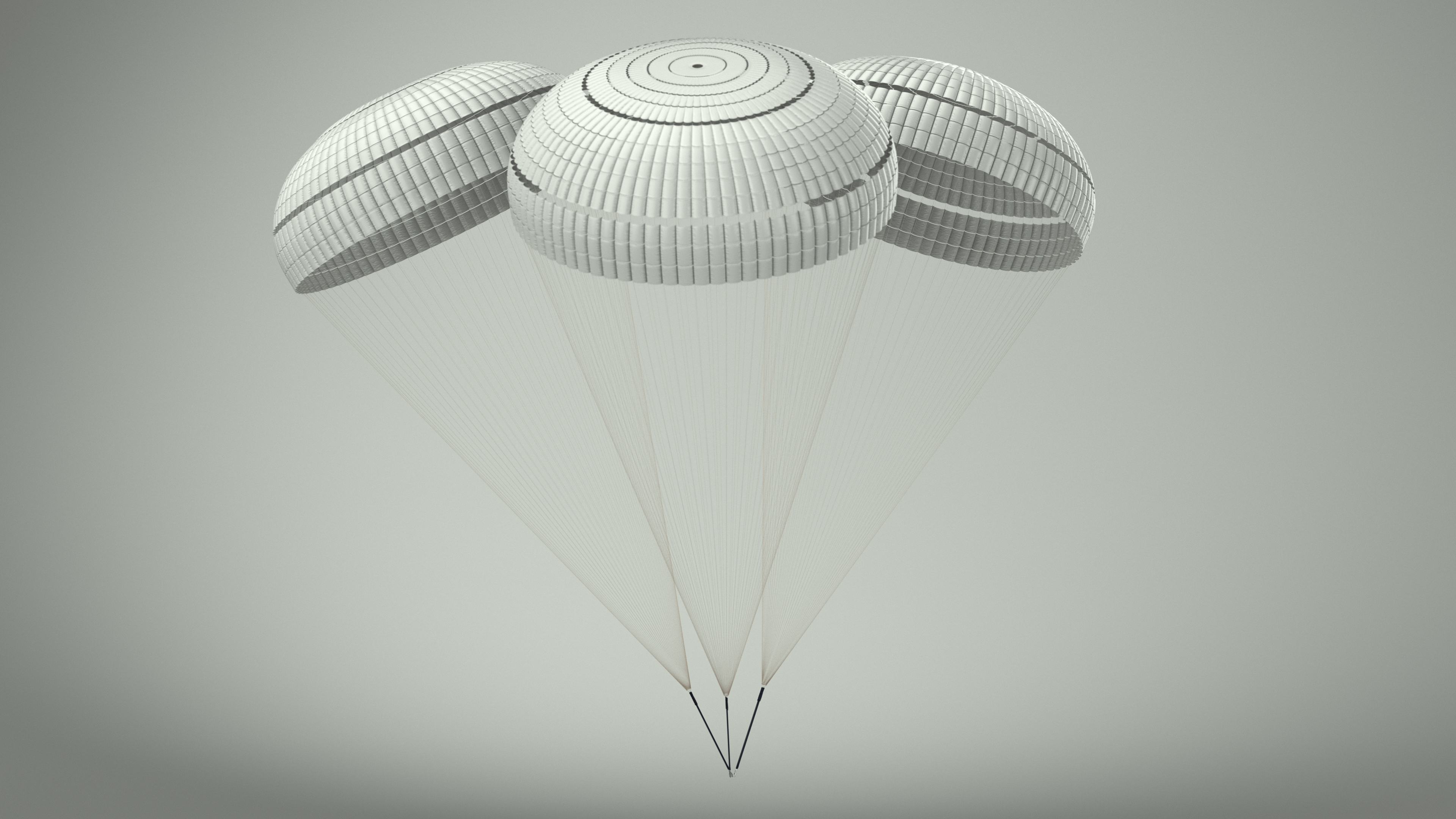 3D Triple Subscale Parachute White