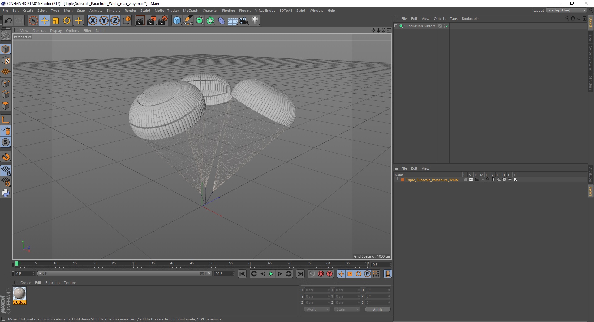 3D Triple Subscale Parachute White