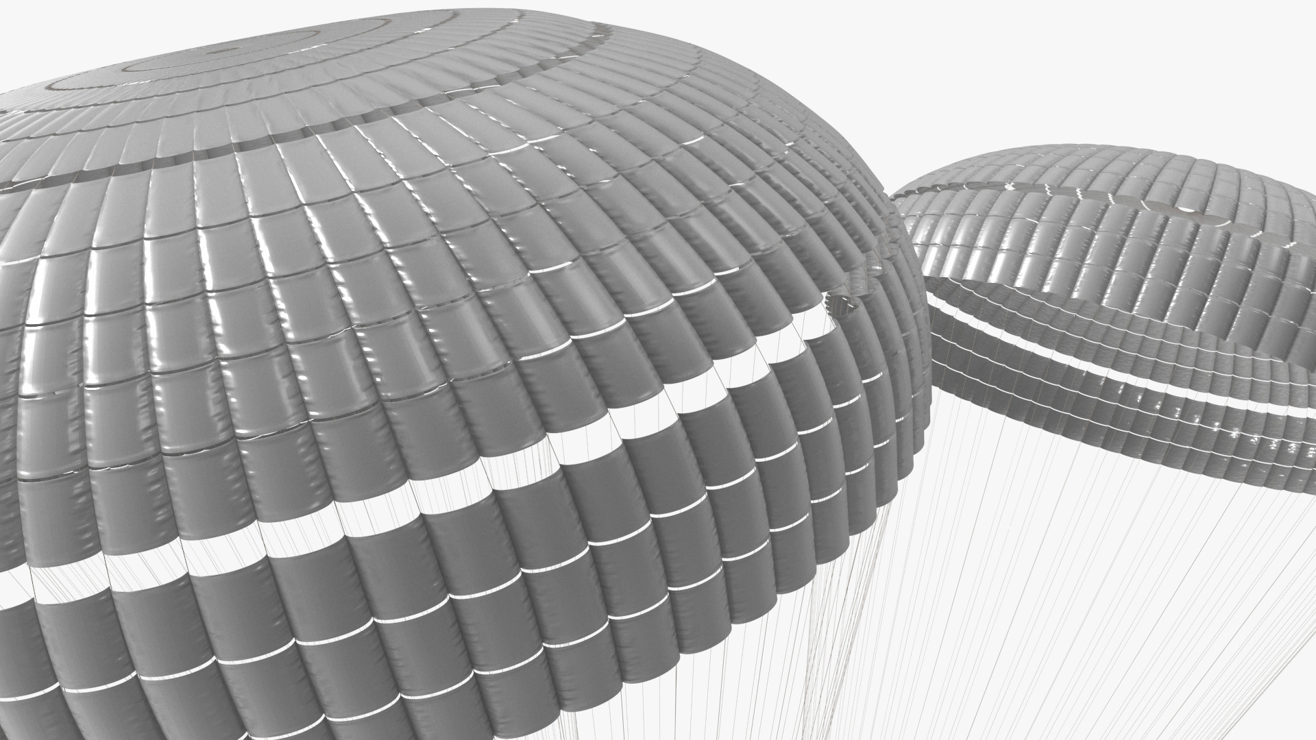3D Triple Subscale Parachute White
