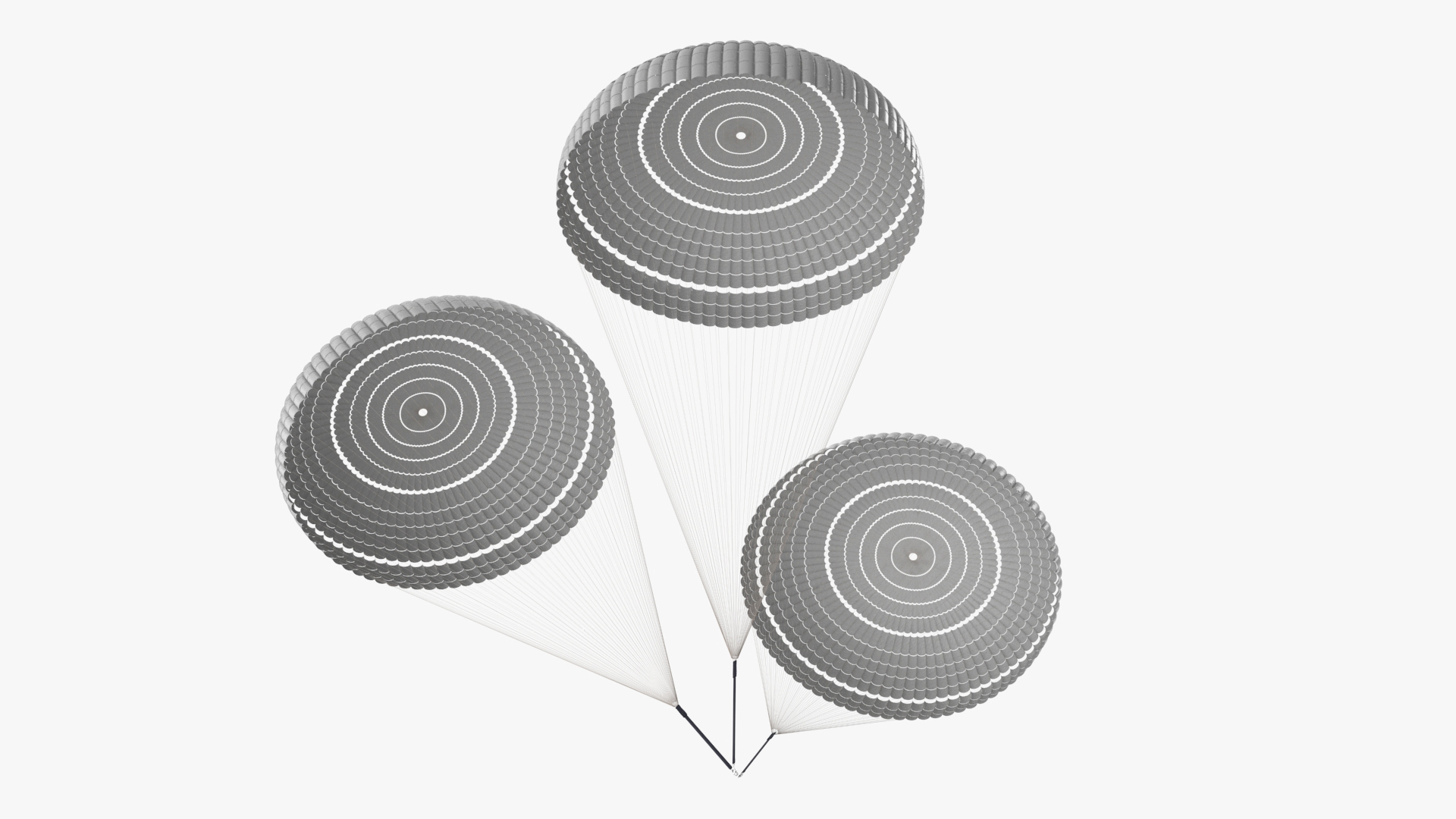3D Triple Subscale Parachute White