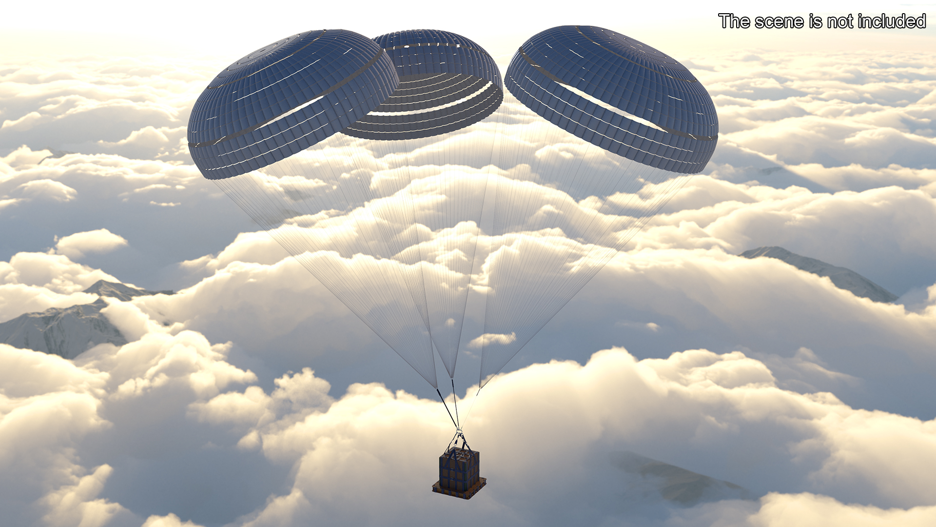 3D Triple Subscale Parachute White