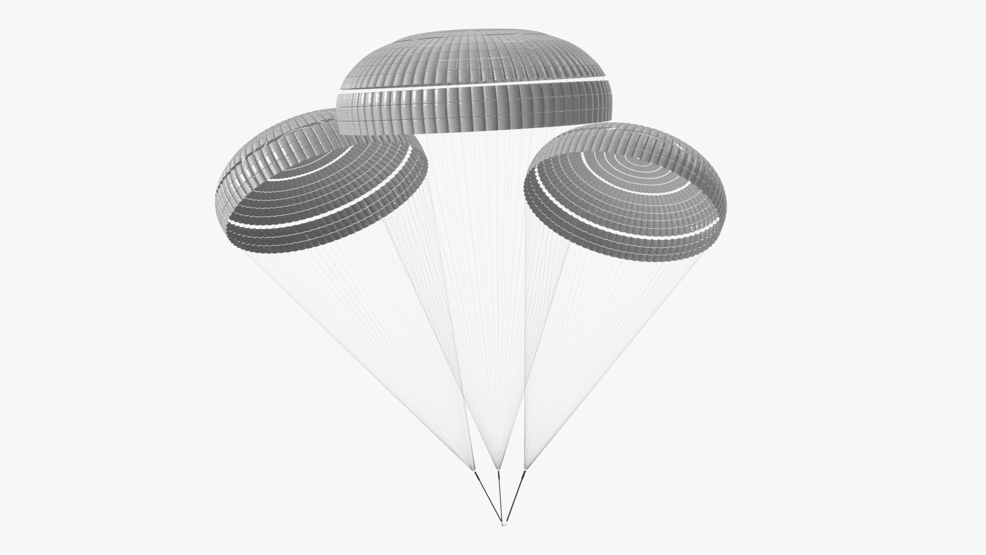 3D Triple Subscale Parachute White