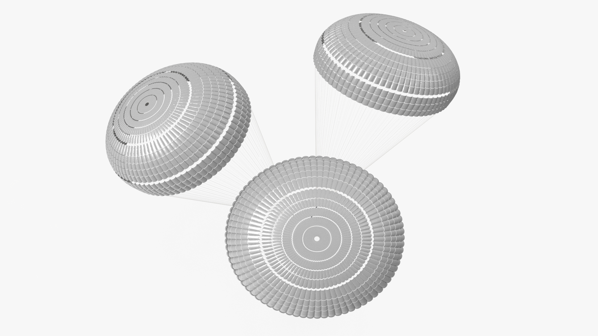 3D Triple Subscale Parachute White