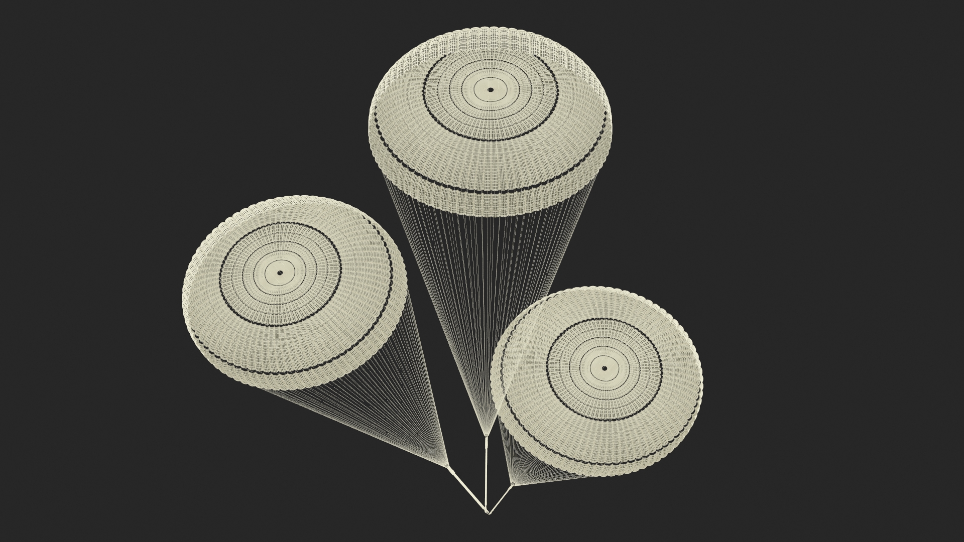 3D Triple Subscale Parachute White