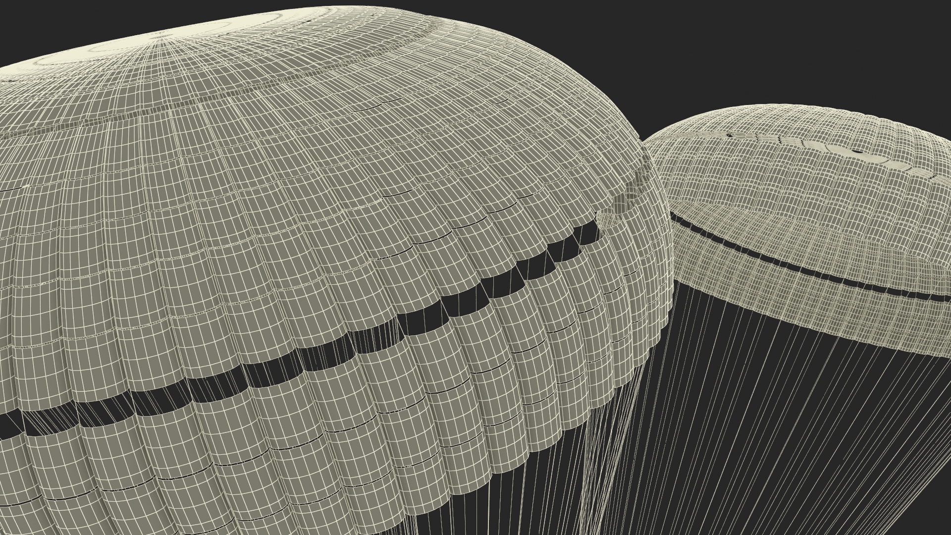 3D Triple Subscale Parachute White