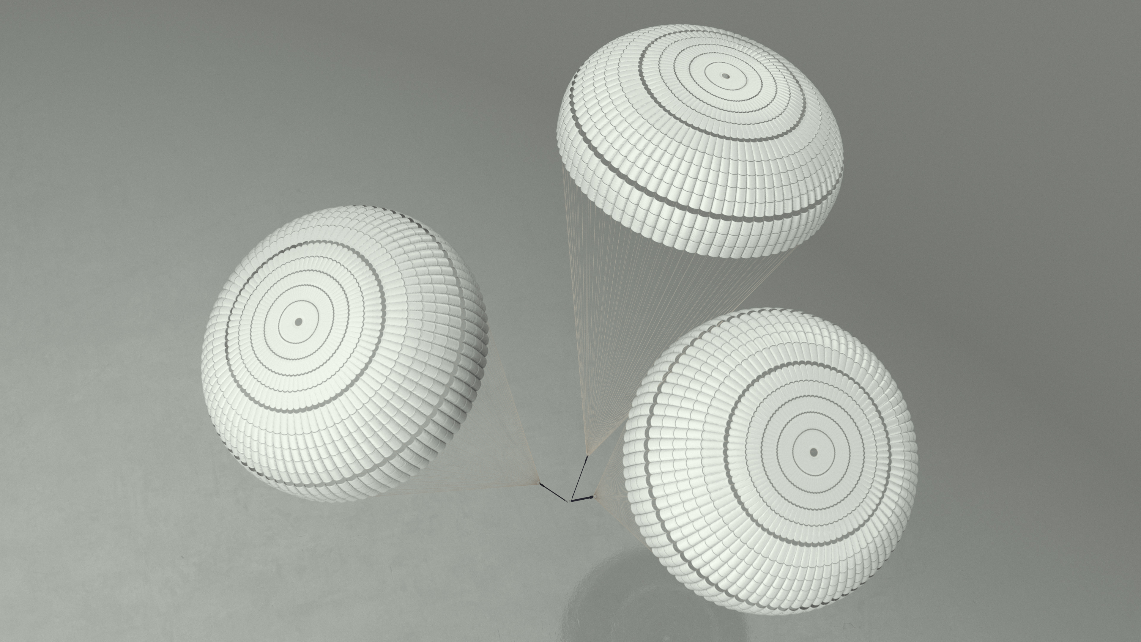 3D Triple Subscale Parachute White
