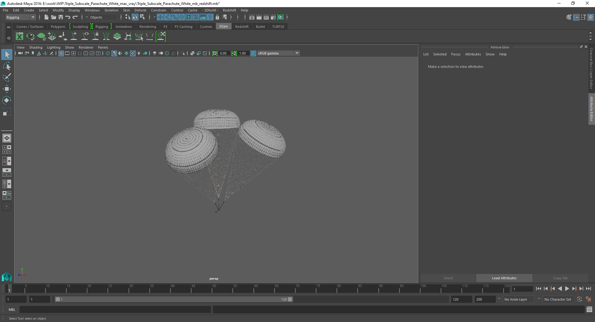 3D Triple Subscale Parachute White