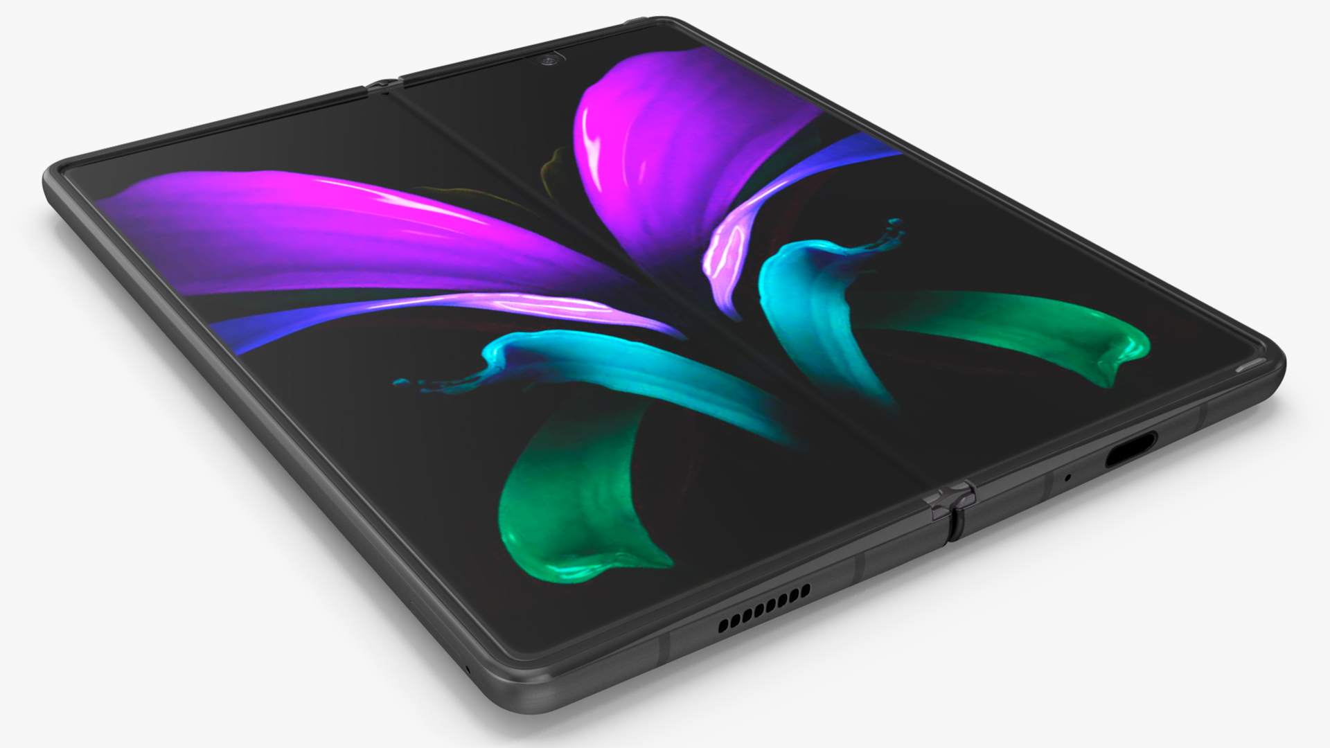 Samsung Z Fold 2 Black Rigged 3D model