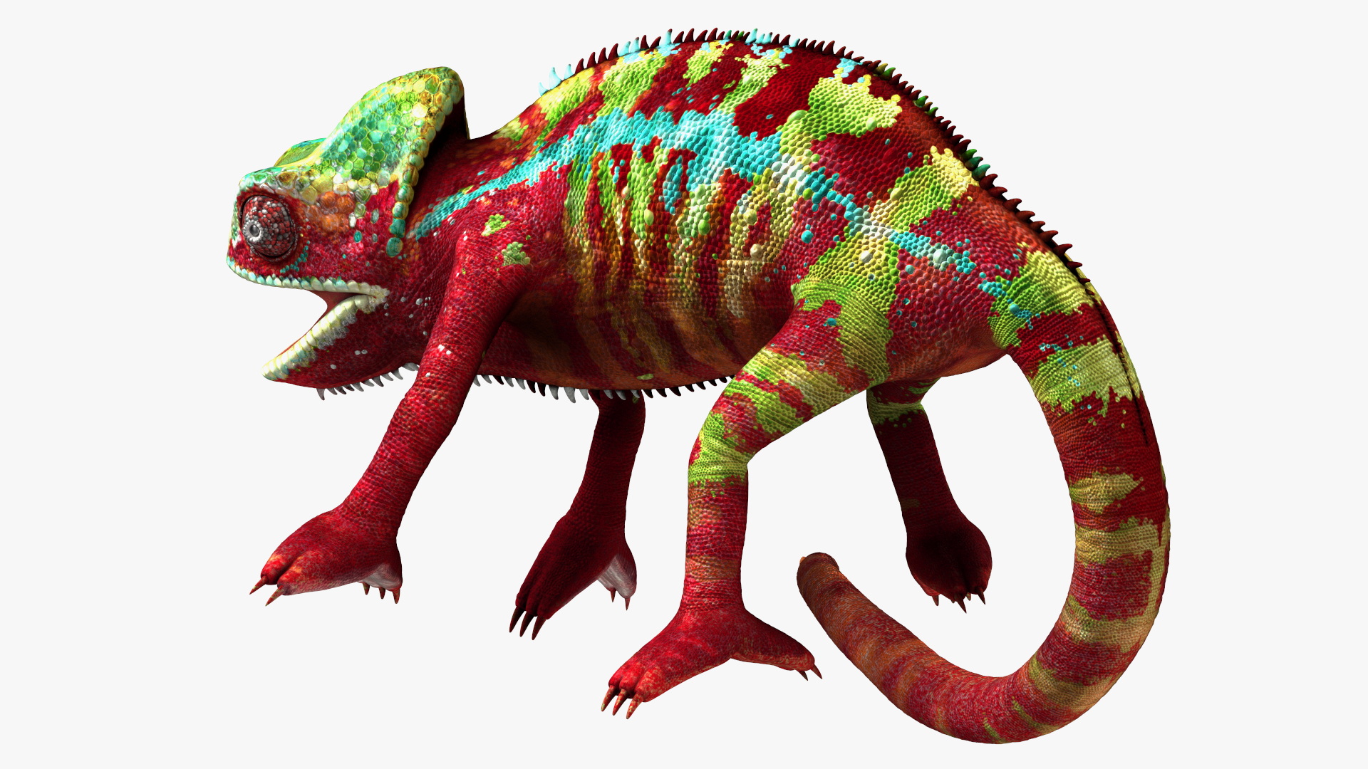 Chameleon Red Rigged for Cinema 4D 3D model