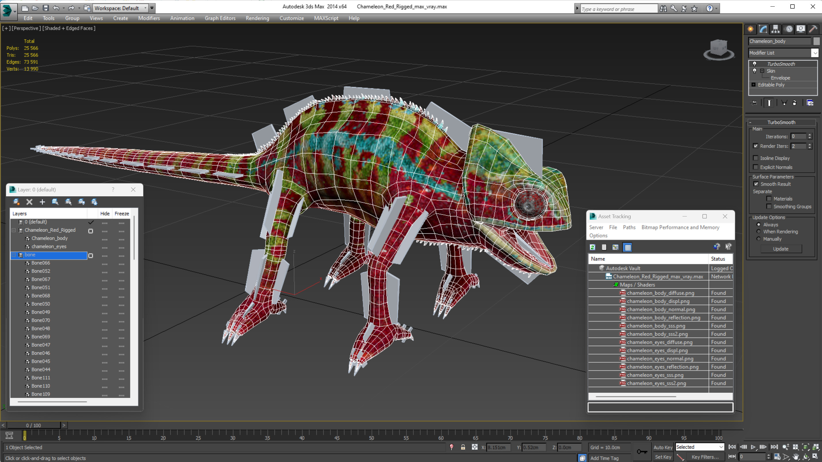 Chameleon Red Rigged for Cinema 4D 3D model