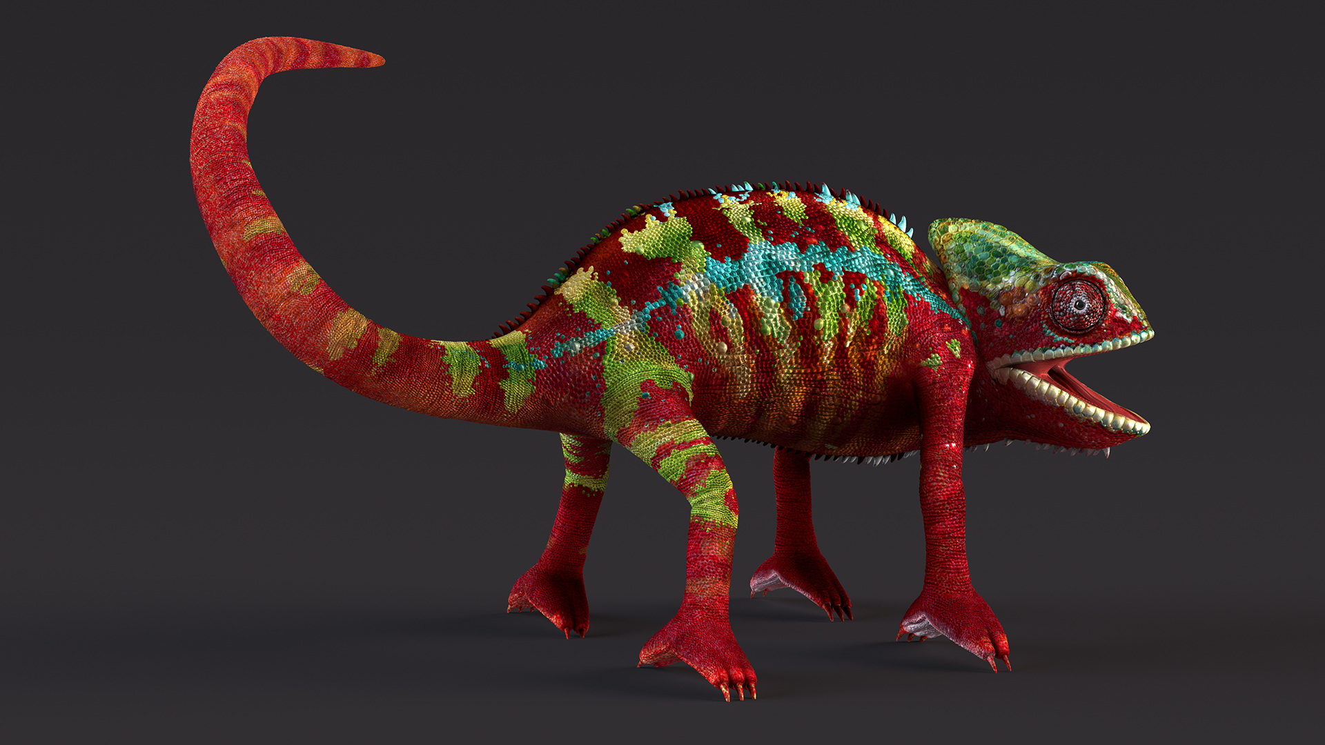 Chameleon Red Rigged for Cinema 4D 3D model