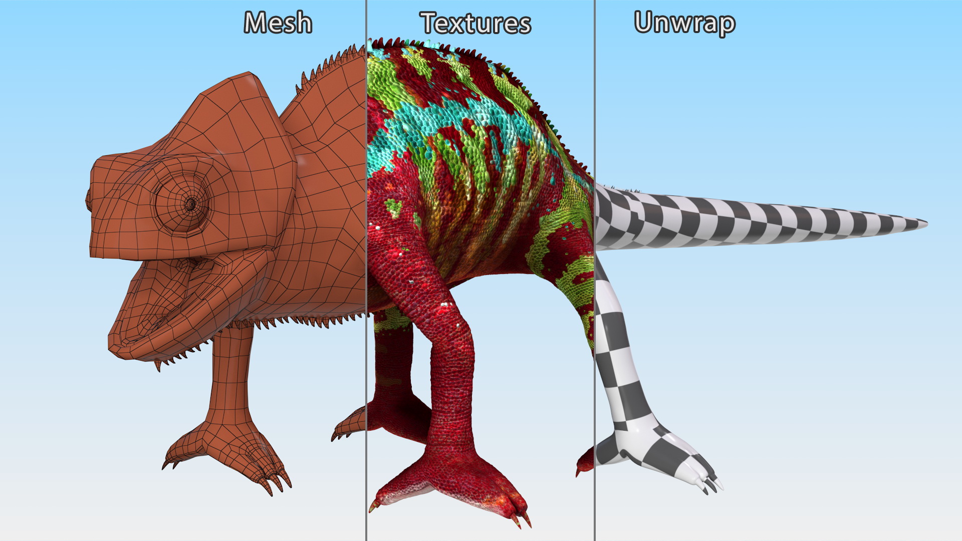 Chameleon Red Rigged for Cinema 4D 3D model