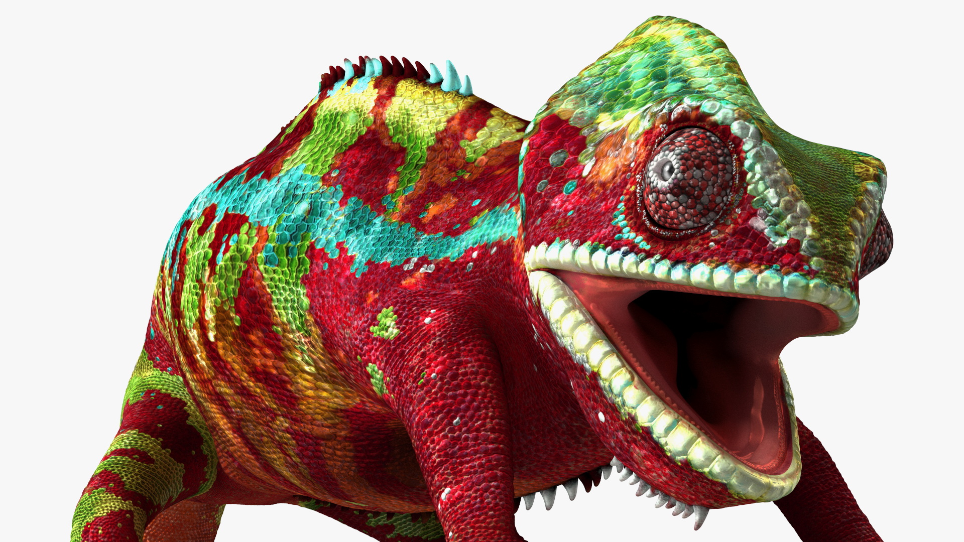 Chameleon Red Rigged for Cinema 4D 3D model