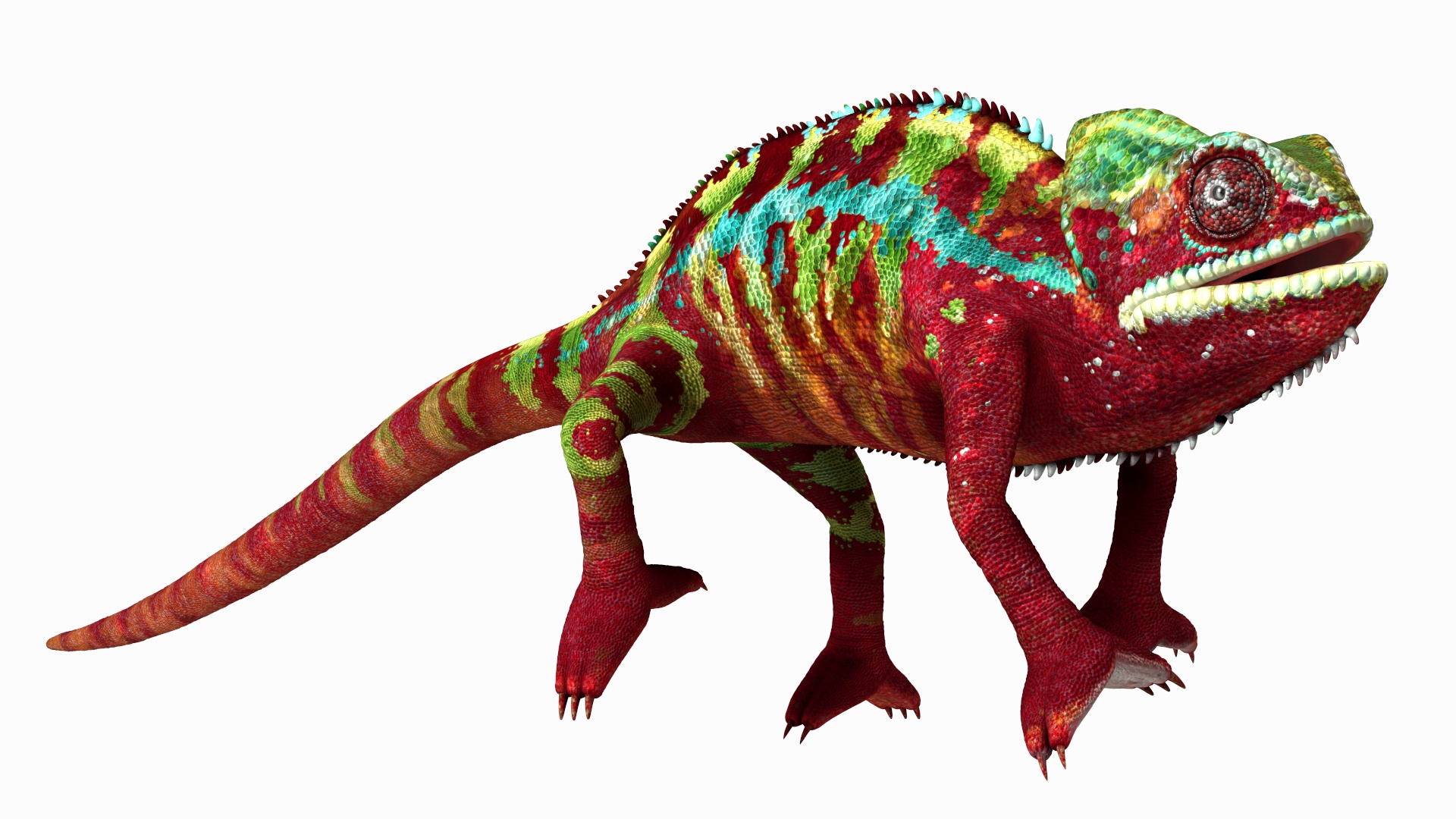 Chameleon Red Rigged for Cinema 4D 3D model