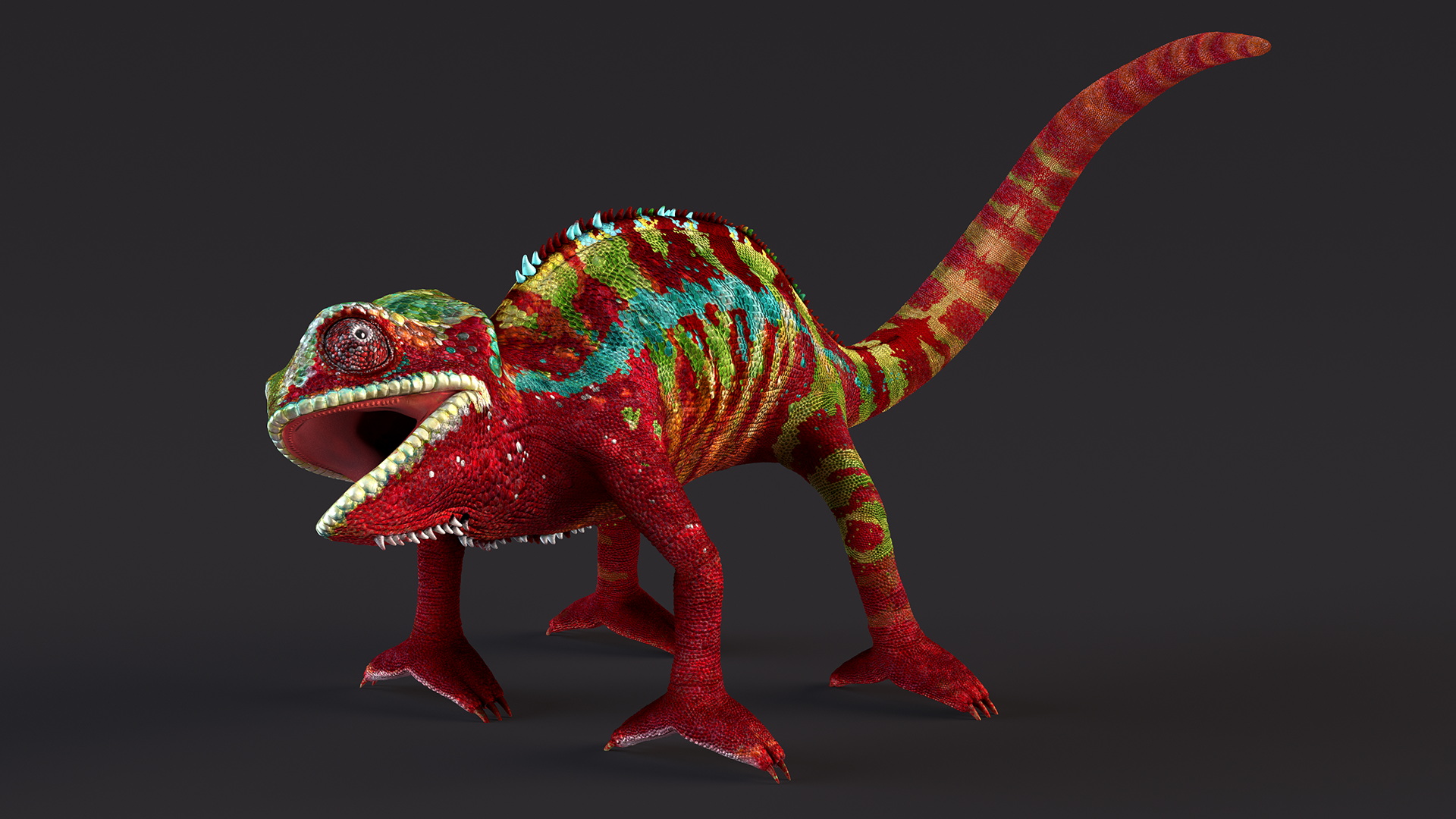 Chameleon Red Rigged for Cinema 4D 3D model
