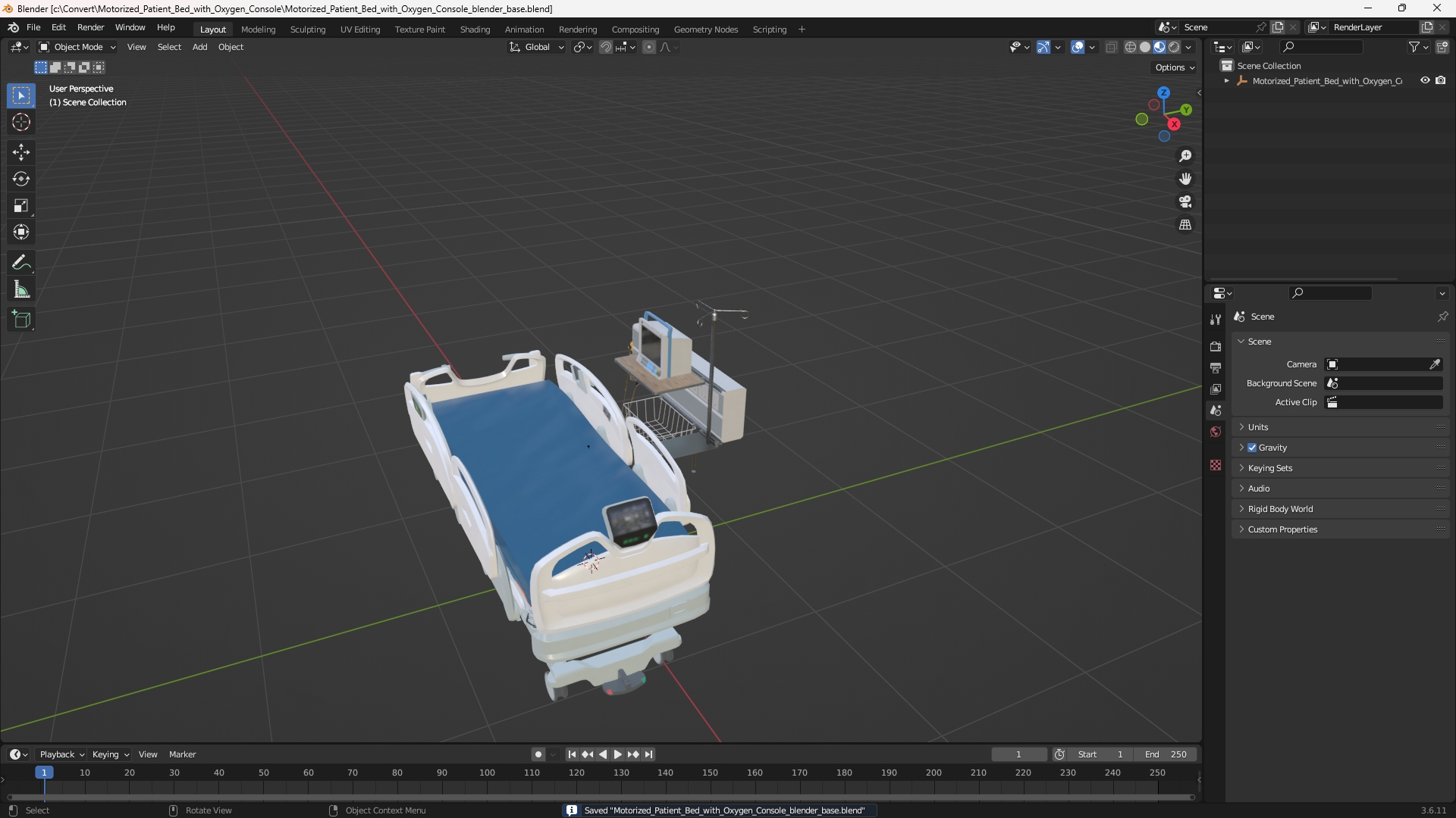 Motorized Patient Bed with Oxygen Console - view 10
