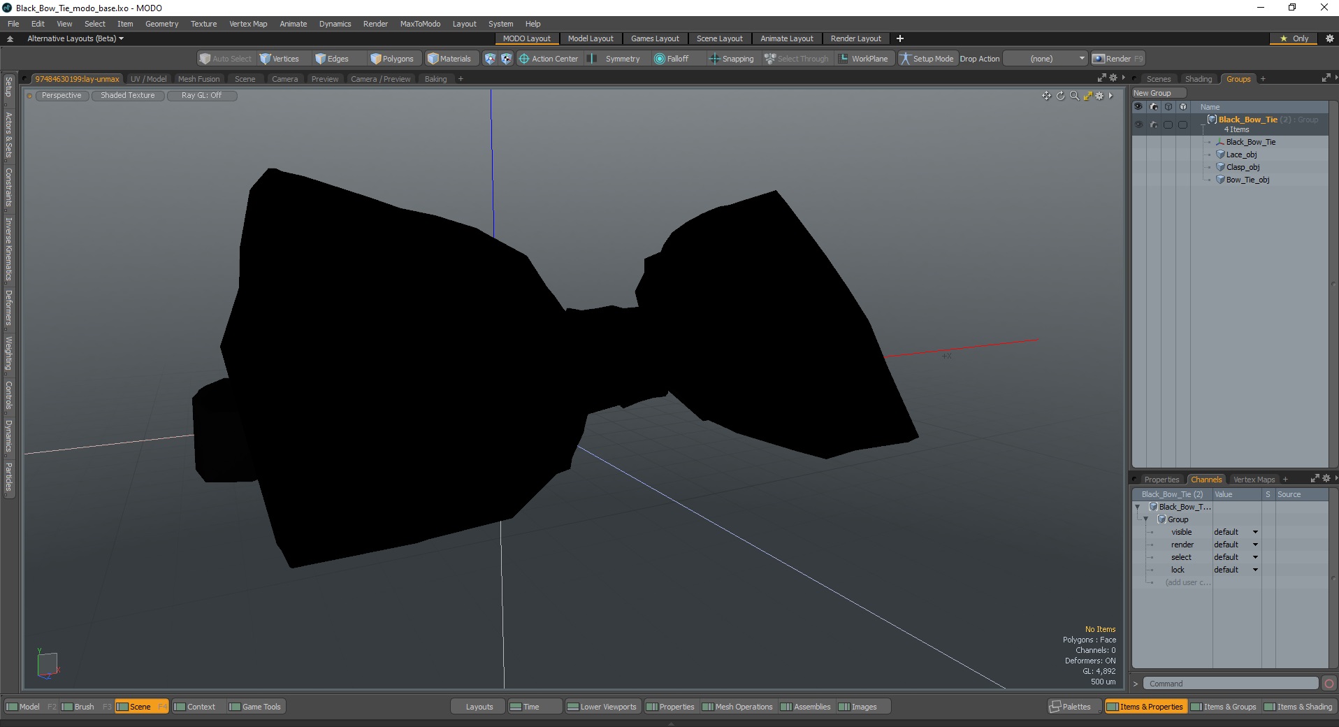 3D Black Bow Tie model