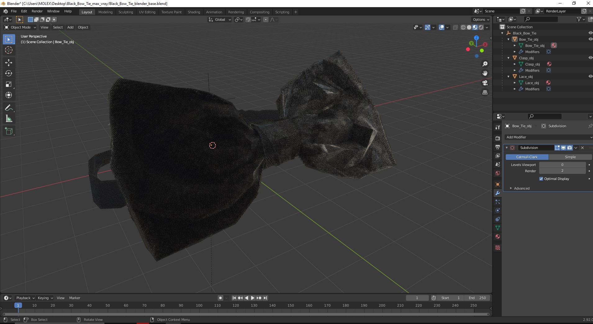 3D Black Bow Tie model