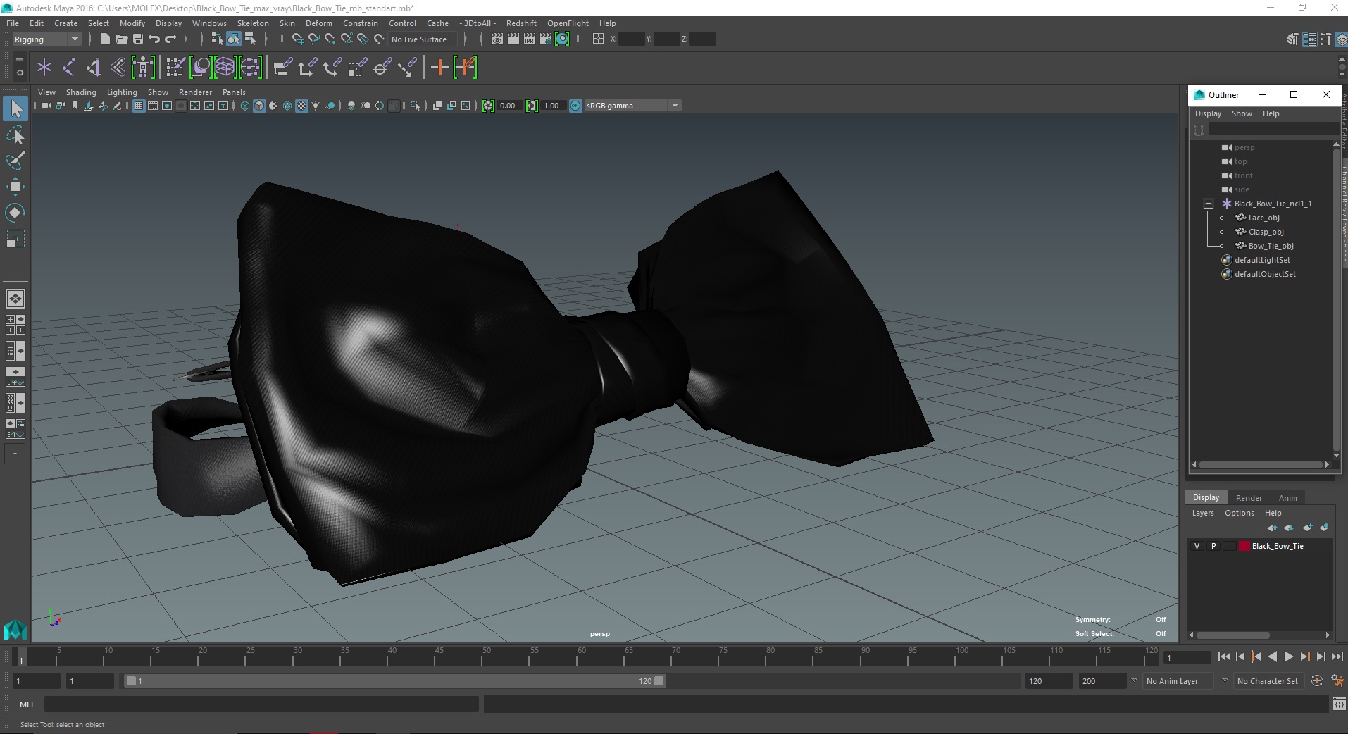 3D Black Bow Tie model