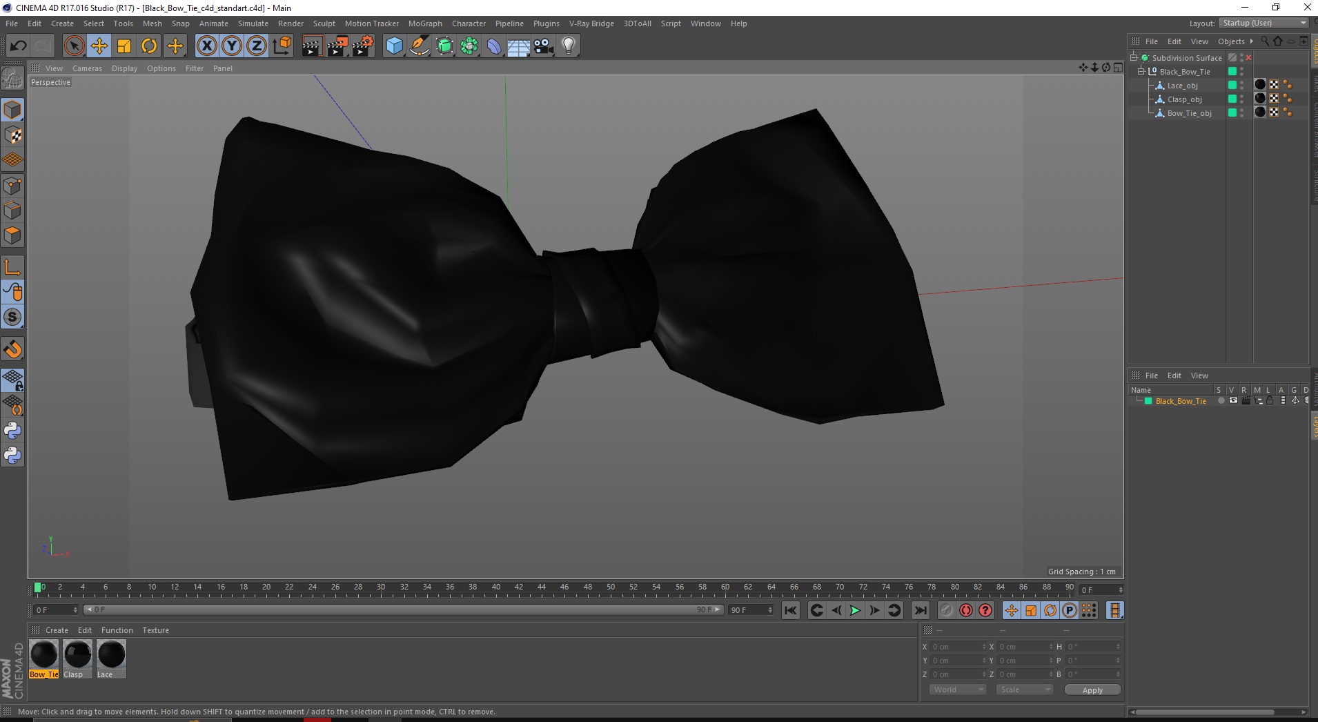 3D Black Bow Tie model