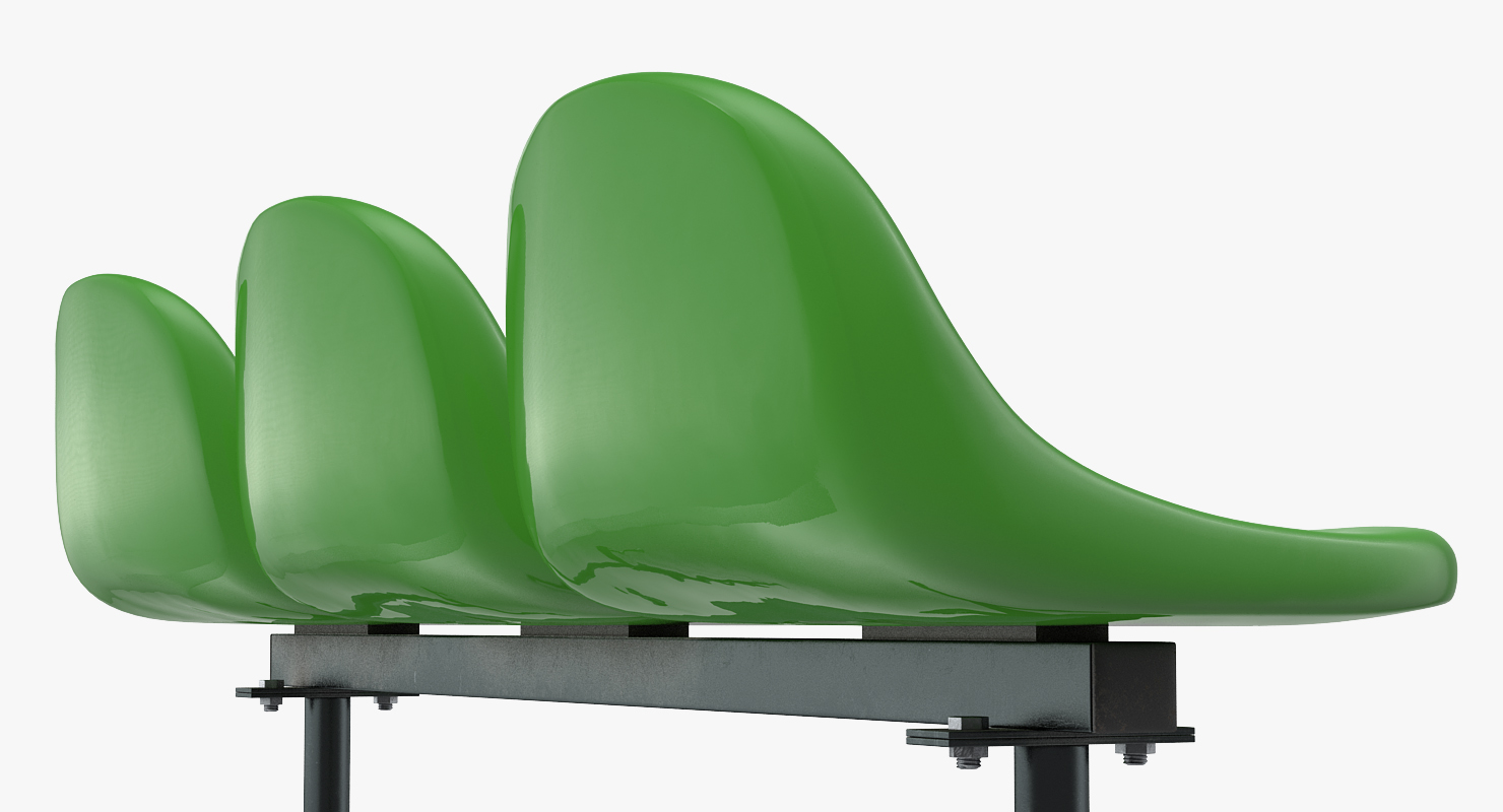 3D model Plastic Chairs Row of 3 Seater
