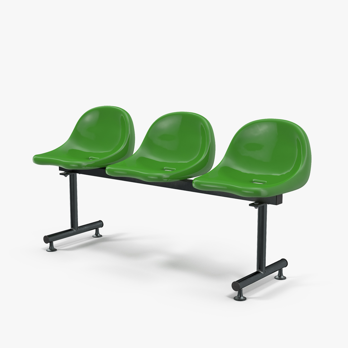 Plastic Chairs Row of 3 Seater 3D Model