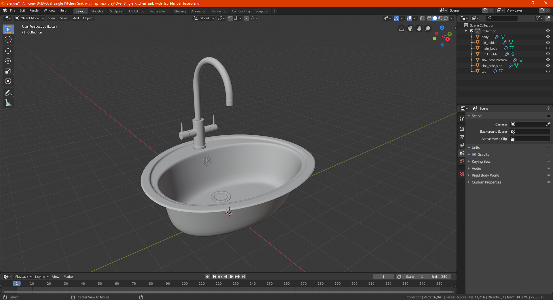 3D Oval Single Kitchen Sink with Tap model