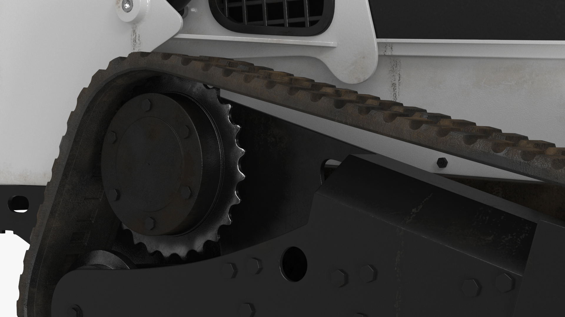 Track Skid Steer with Post Hole Auger Rigged 3D model