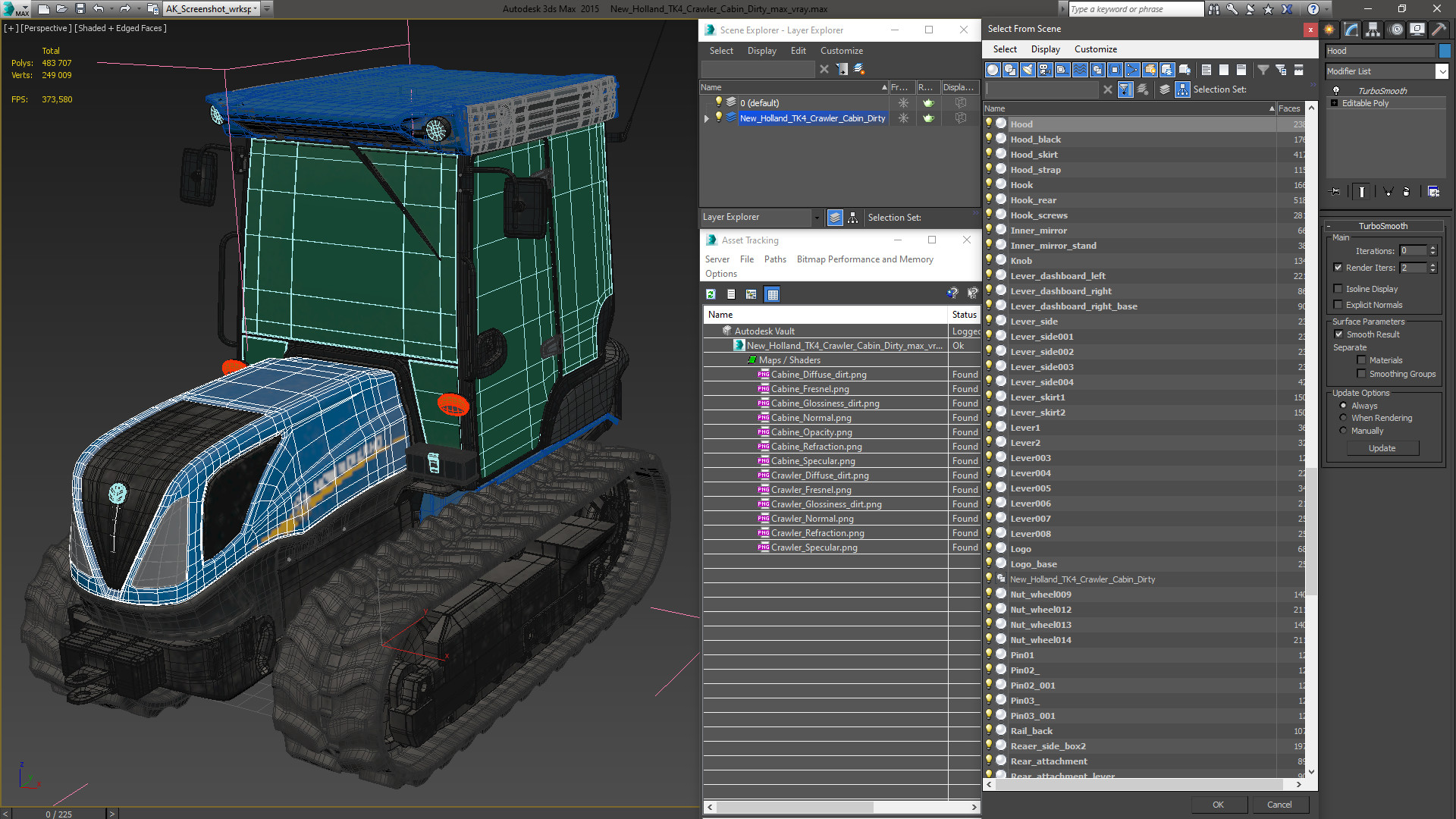 3D model New Holland TK4 Crawler Cabin Dirty