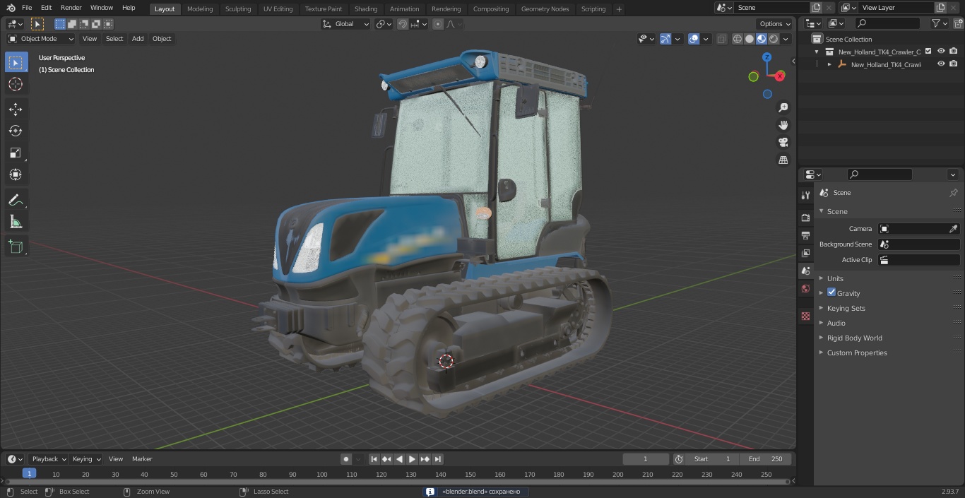 3D model New Holland TK4 Crawler Cabin Dirty