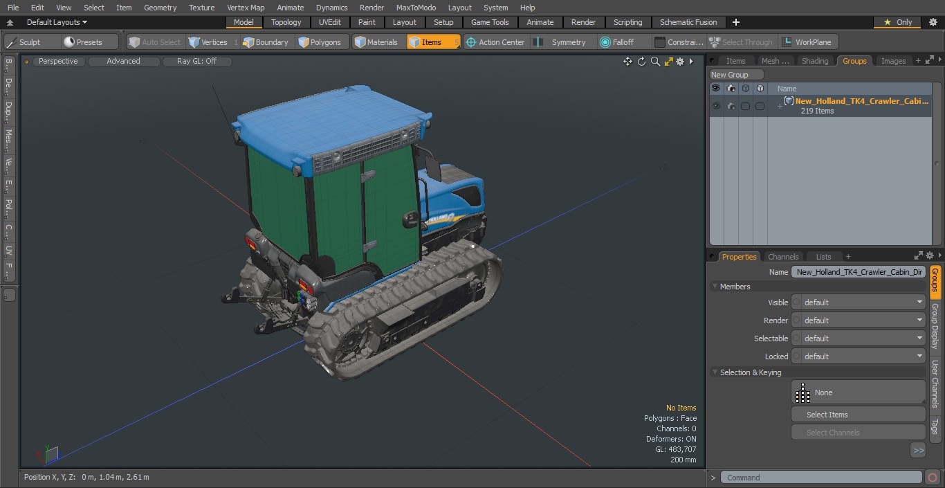 3D model New Holland TK4 Crawler Cabin Dirty