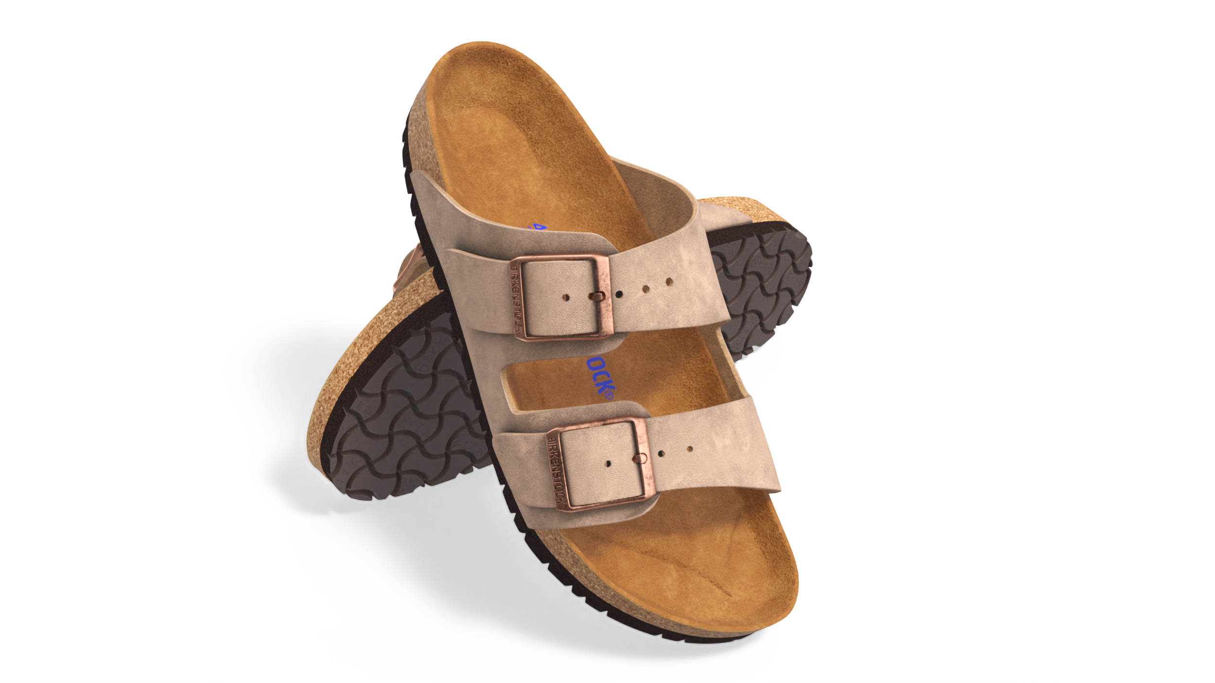 3D model Man Soft Footbed Sandals Brown
