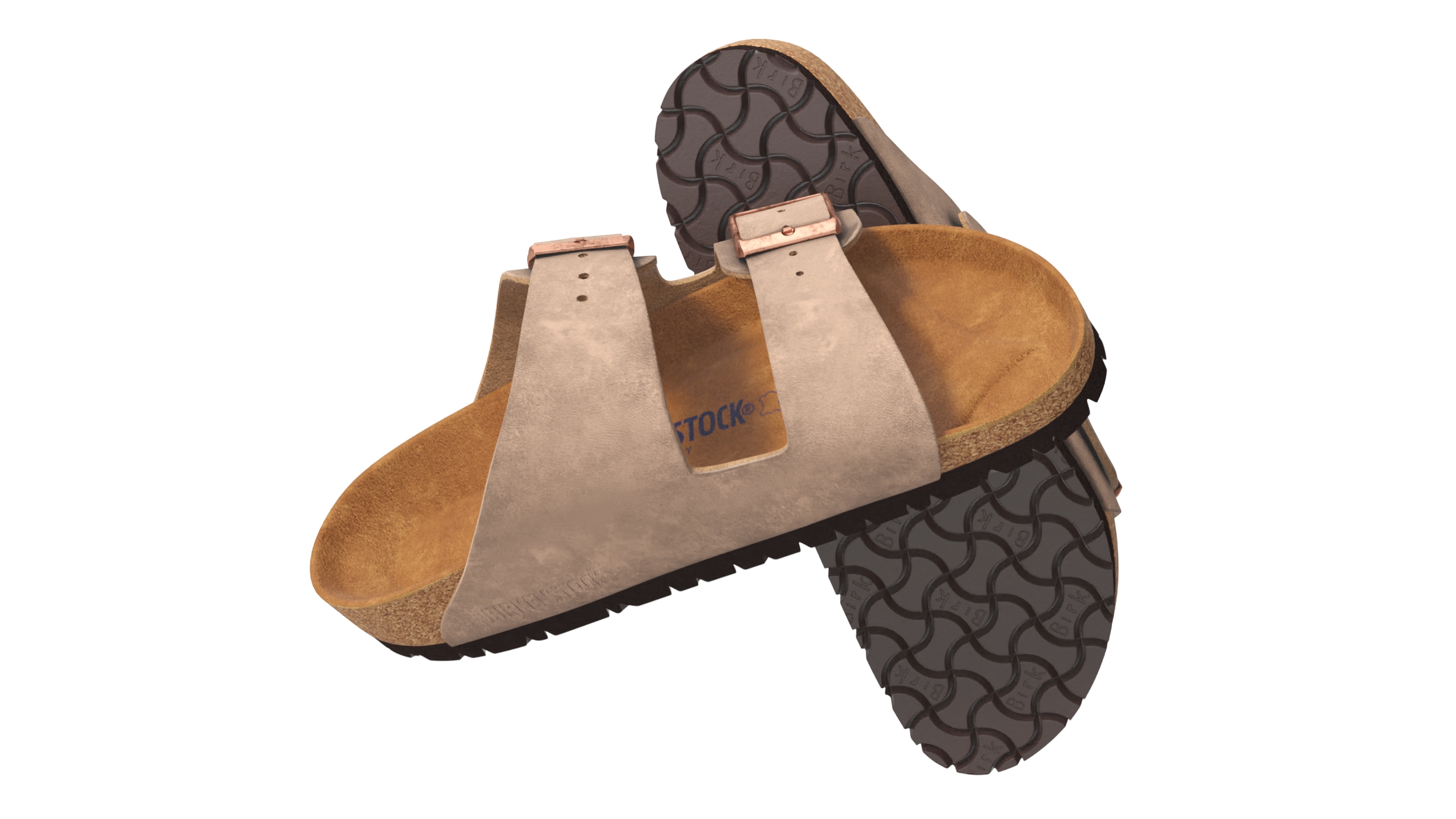 3D model Man Soft Footbed Sandals Brown