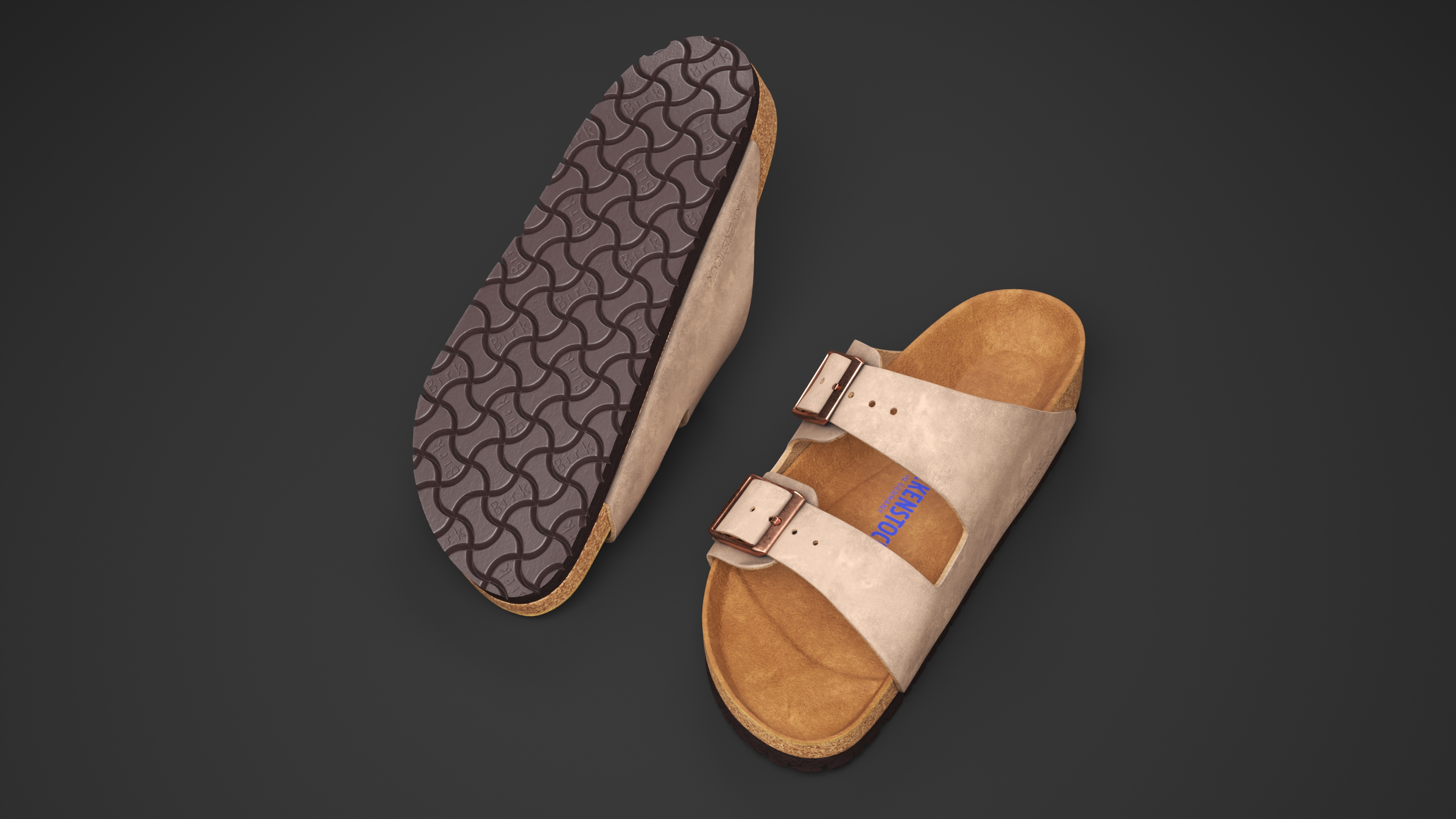 3D model Man Soft Footbed Sandals Brown