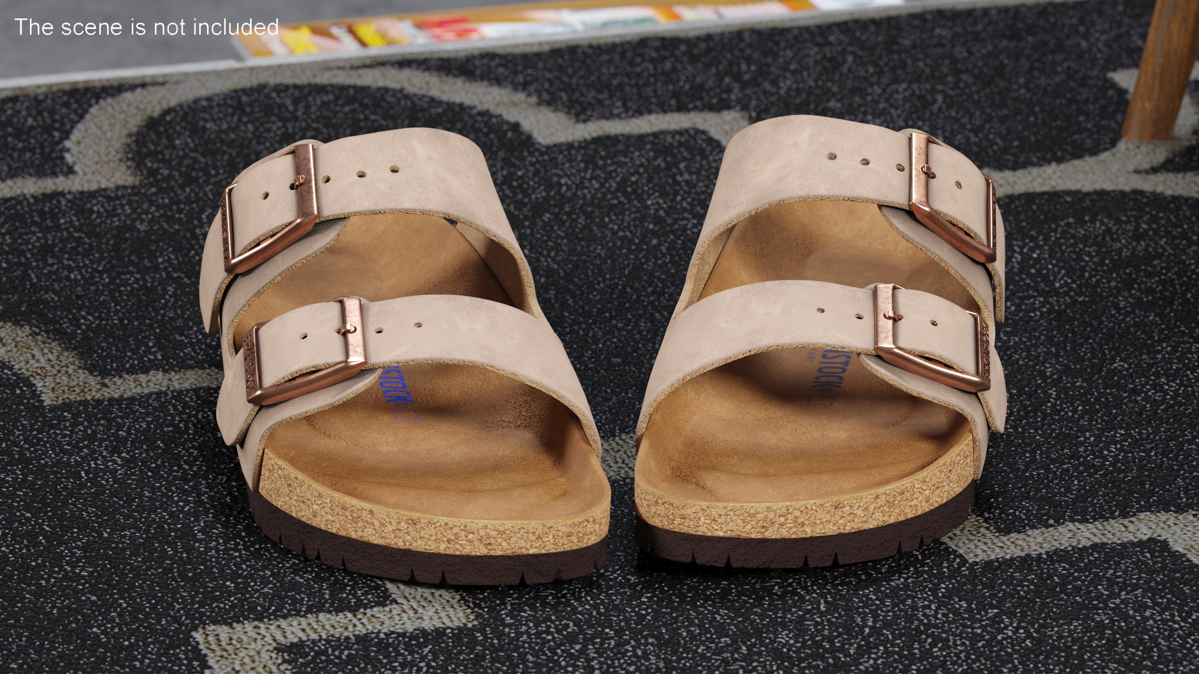 3D model Man Soft Footbed Sandals Brown