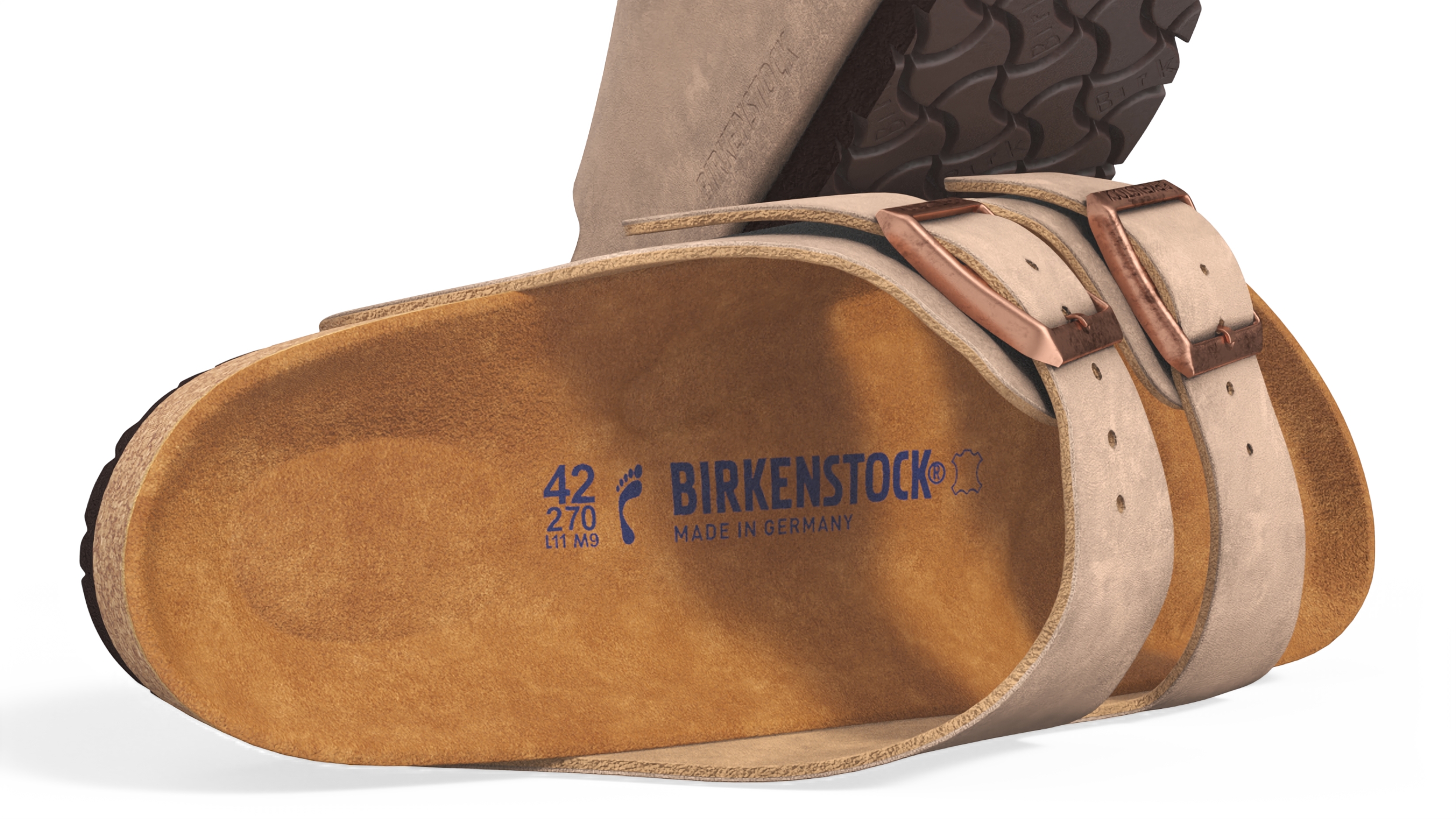 3D model Man Soft Footbed Sandals Brown