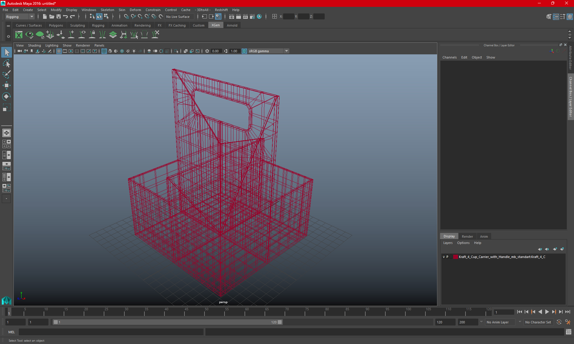 3D Kraft 4 Cup Carrier with Handle
