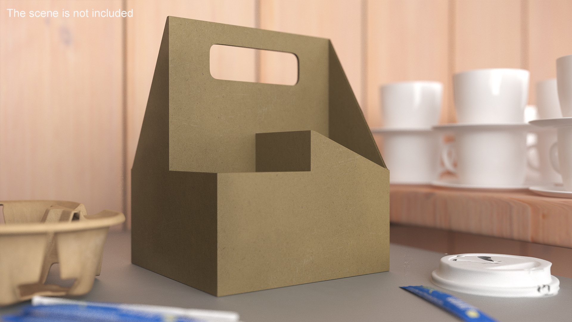 3D Kraft 4 Cup Carrier with Handle