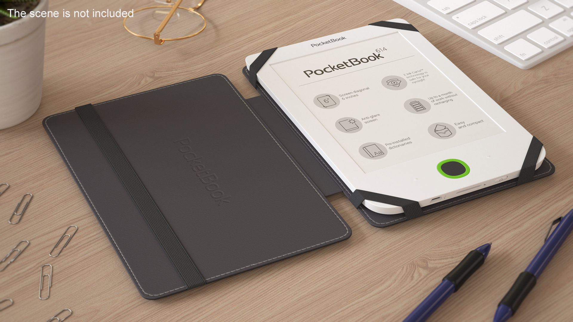 3D PocketBook 614 Limited Edition White with Open Case