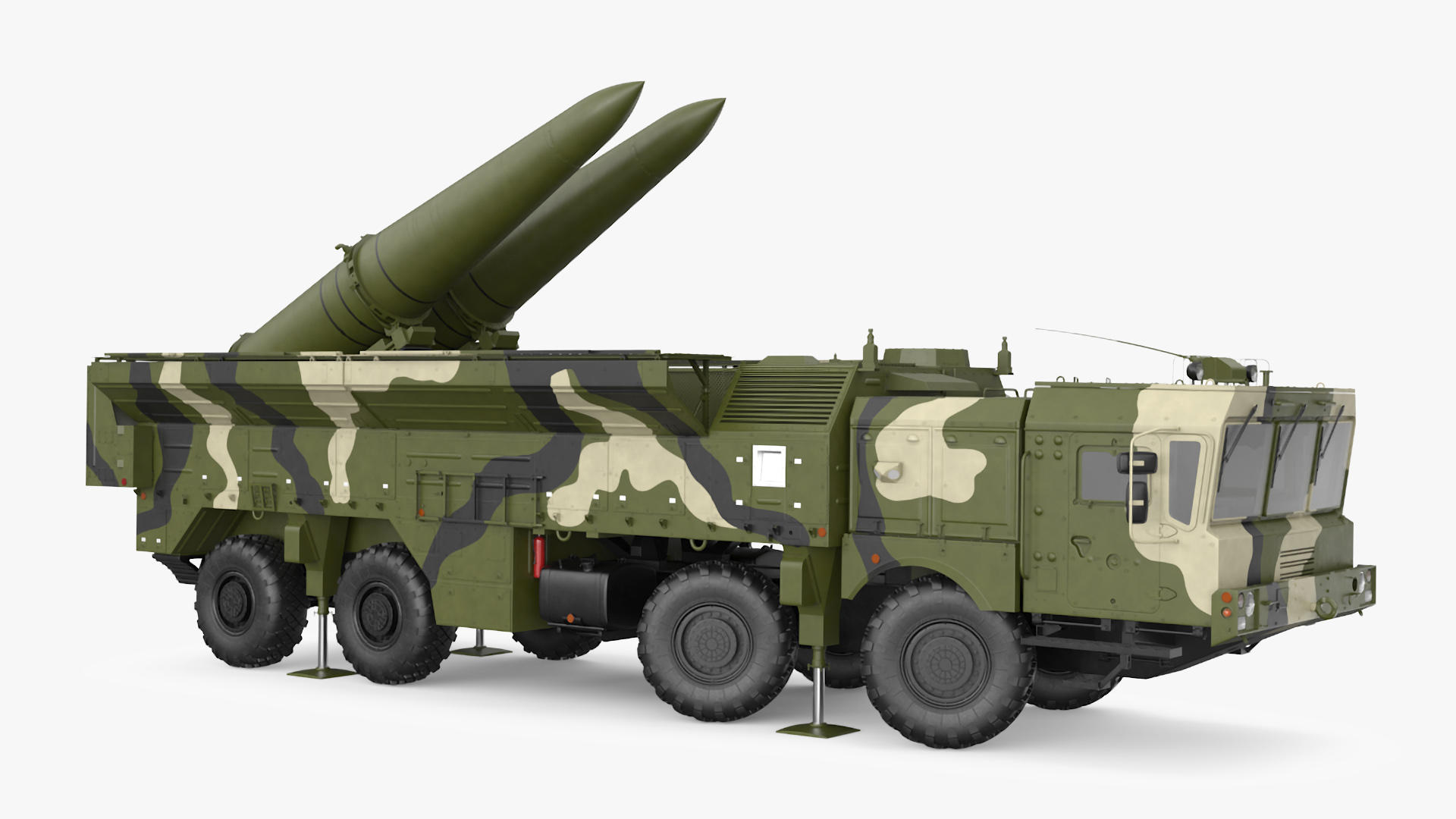 3D Iskander SS-26 Stone in Camouflage Colored Rigged for Cinema 4D model