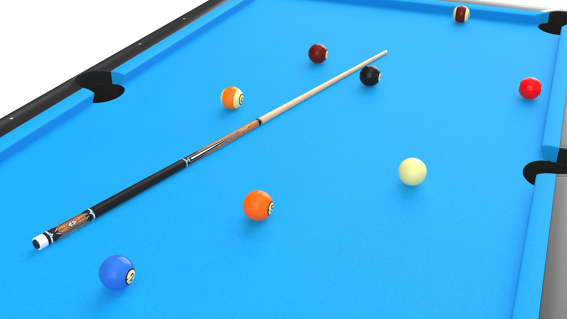 3D Commercial Public Pool Table Brunswick Blue model