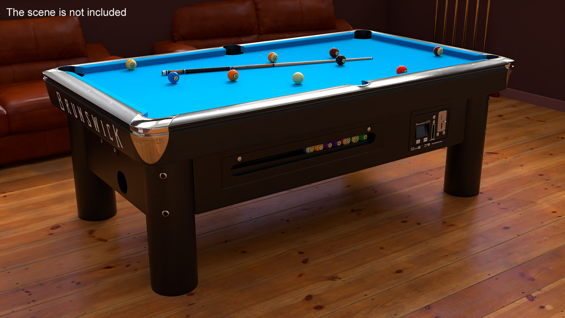 3D Commercial Public Pool Table Brunswick Blue model