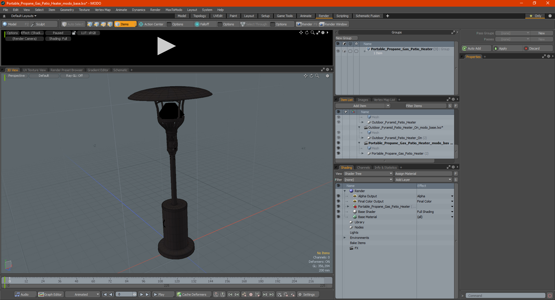 3D Portable Propane Gas Patio Heater model