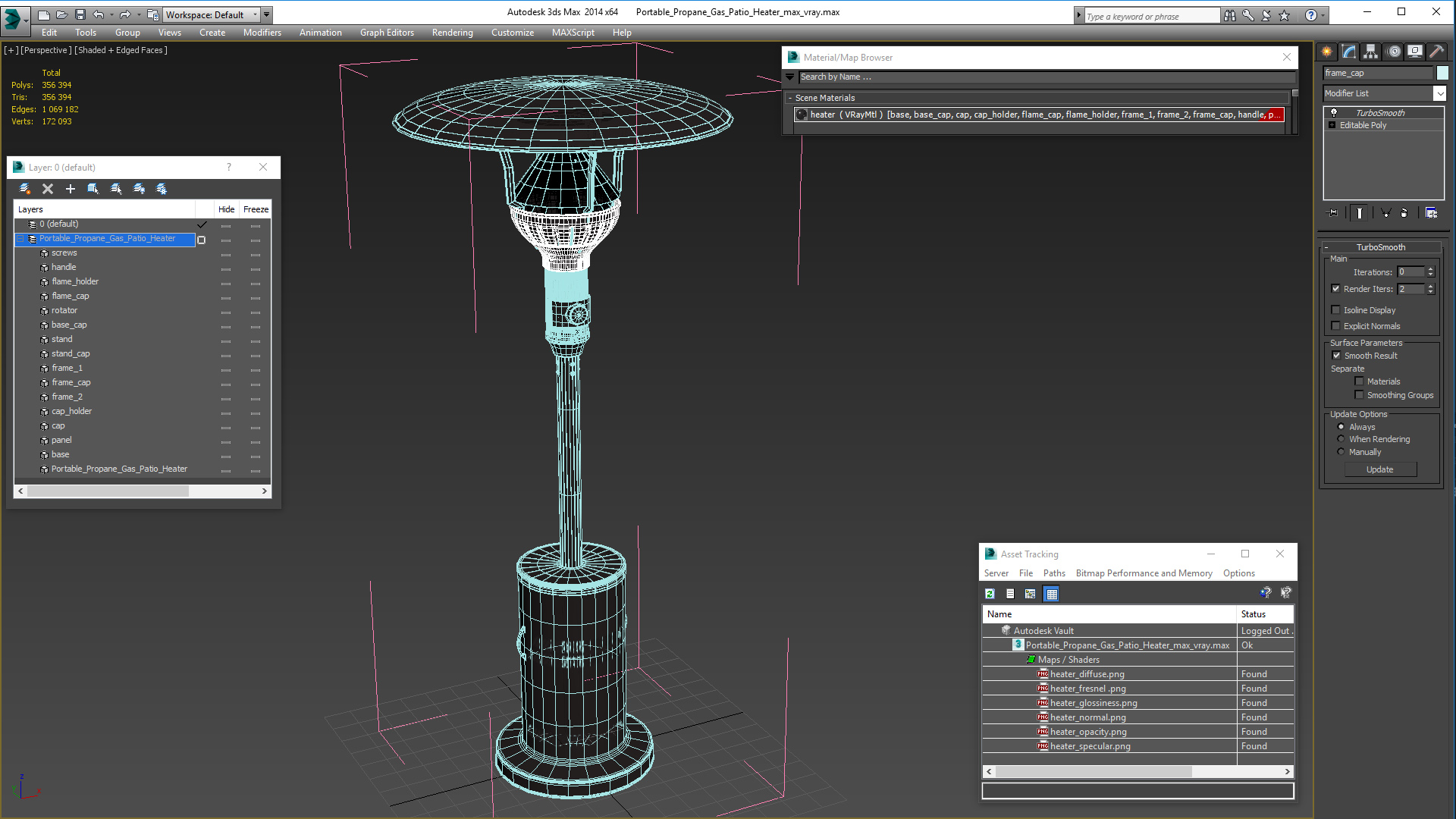 3D Portable Propane Gas Patio Heater model