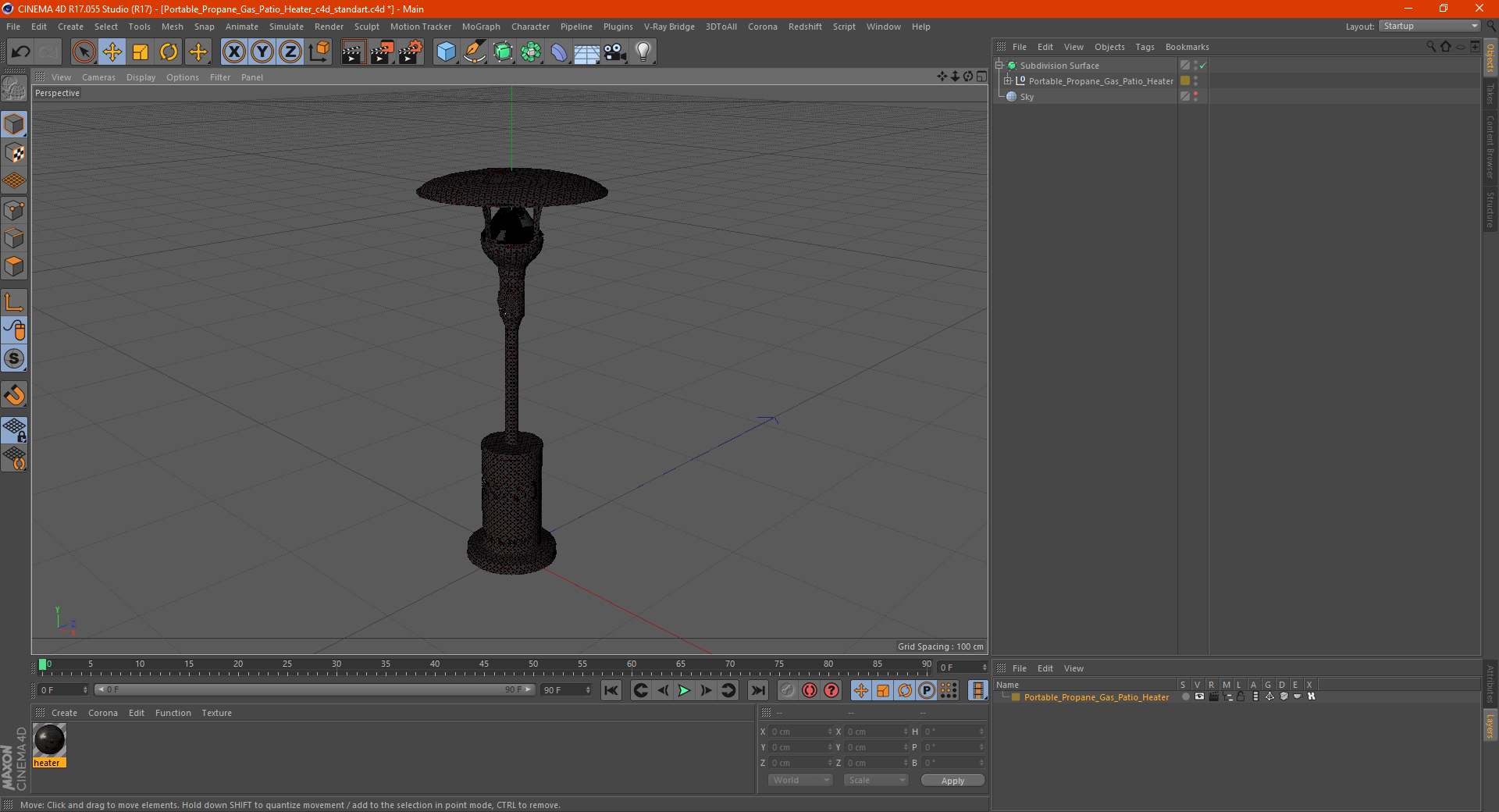 3D Portable Propane Gas Patio Heater model