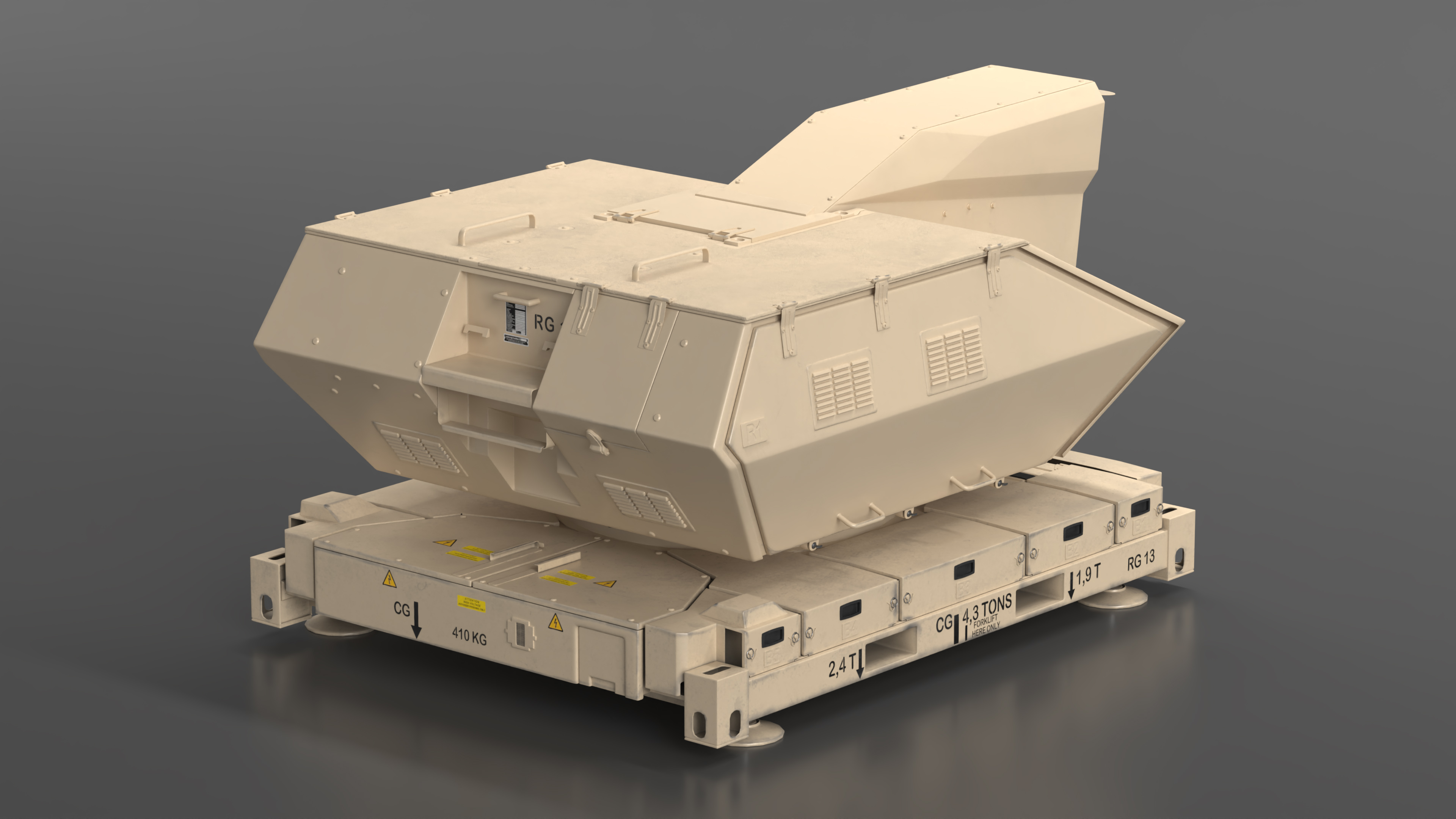 Laser System for Air Defense Sand Camo Rigged for Maya 3D model