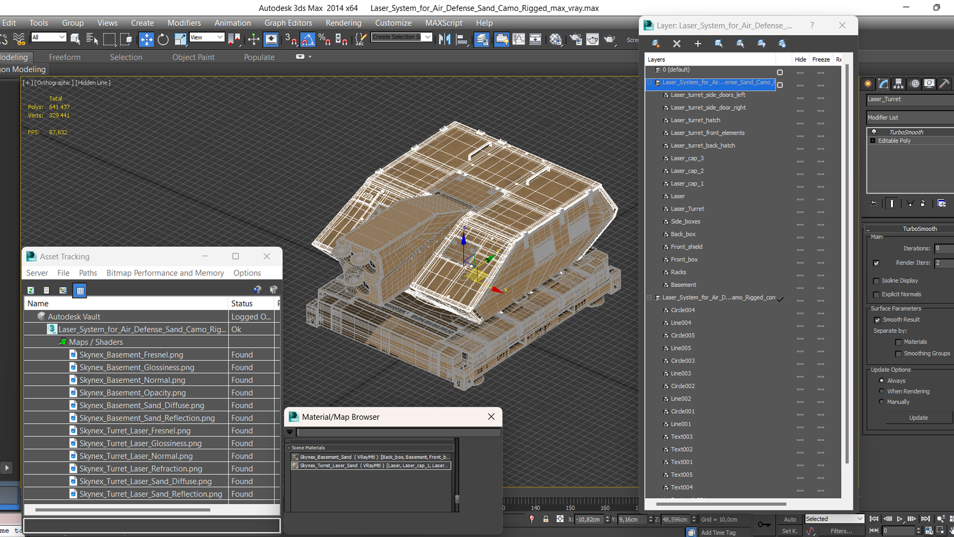Laser System for Air Defense Sand Camo Rigged for Maya 3D model