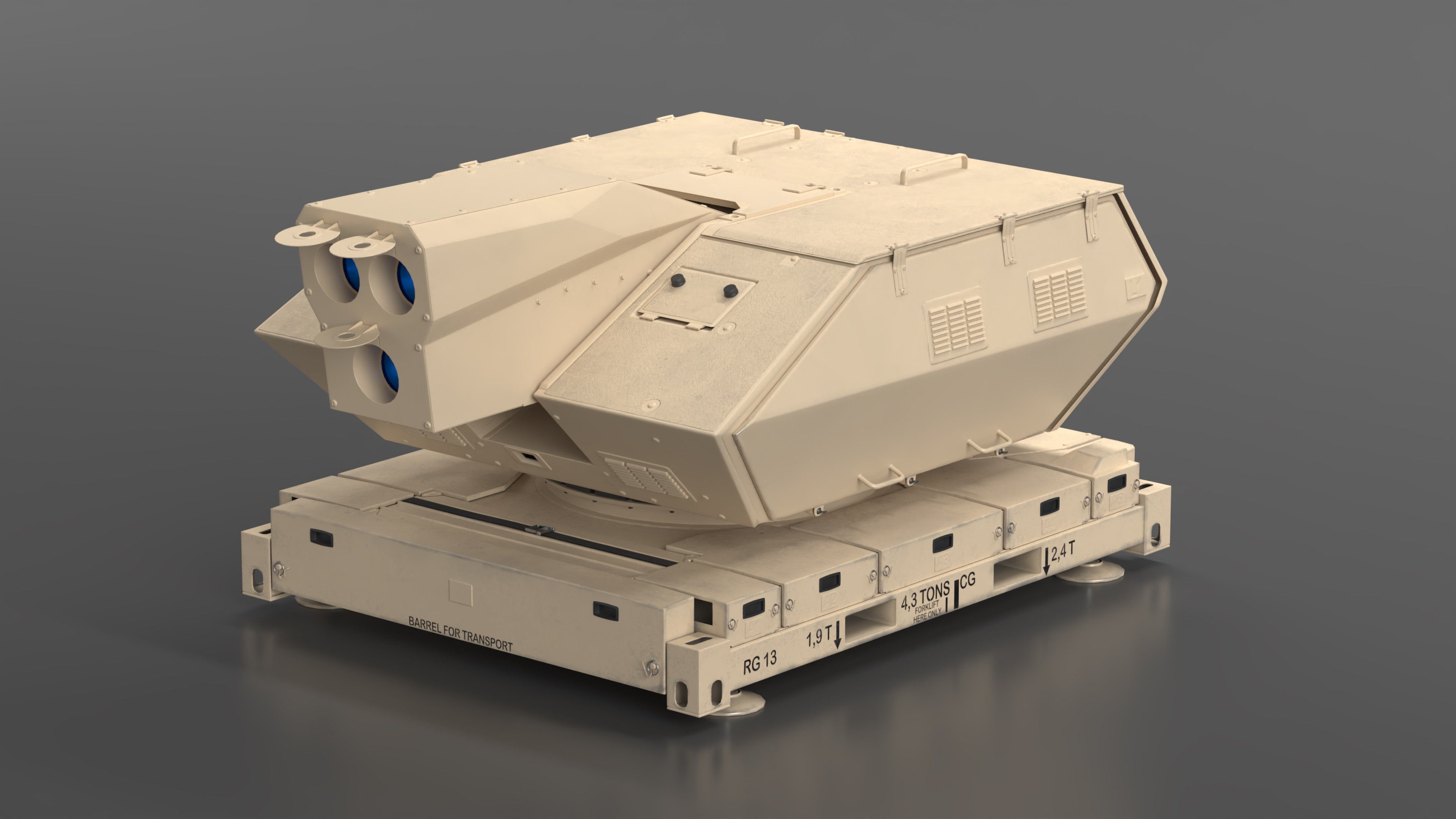 Laser System for Air Defense Sand Camo Rigged for Maya 3D model