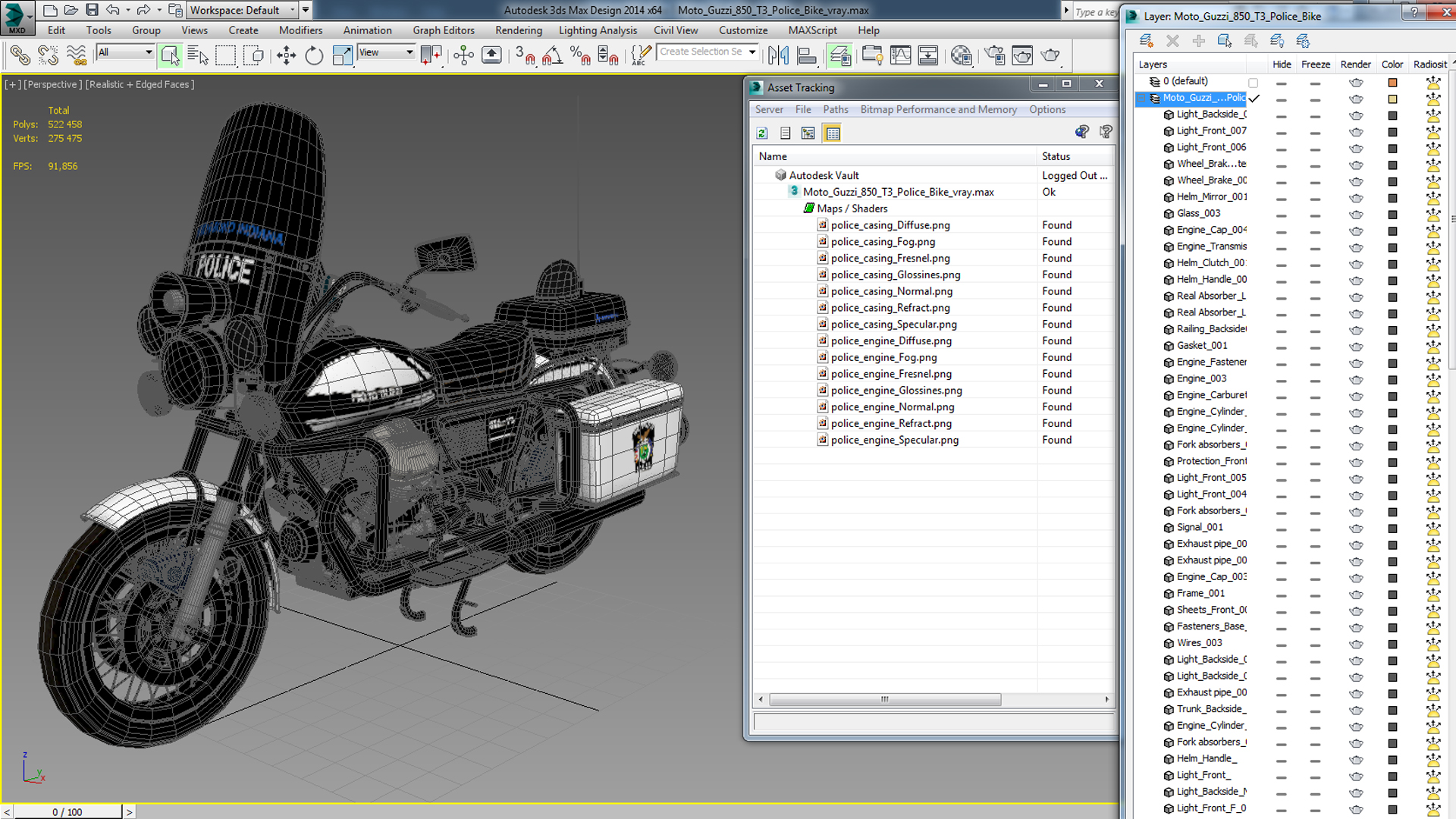 Moto Guzzi 850 T3 Police Bike 3D model